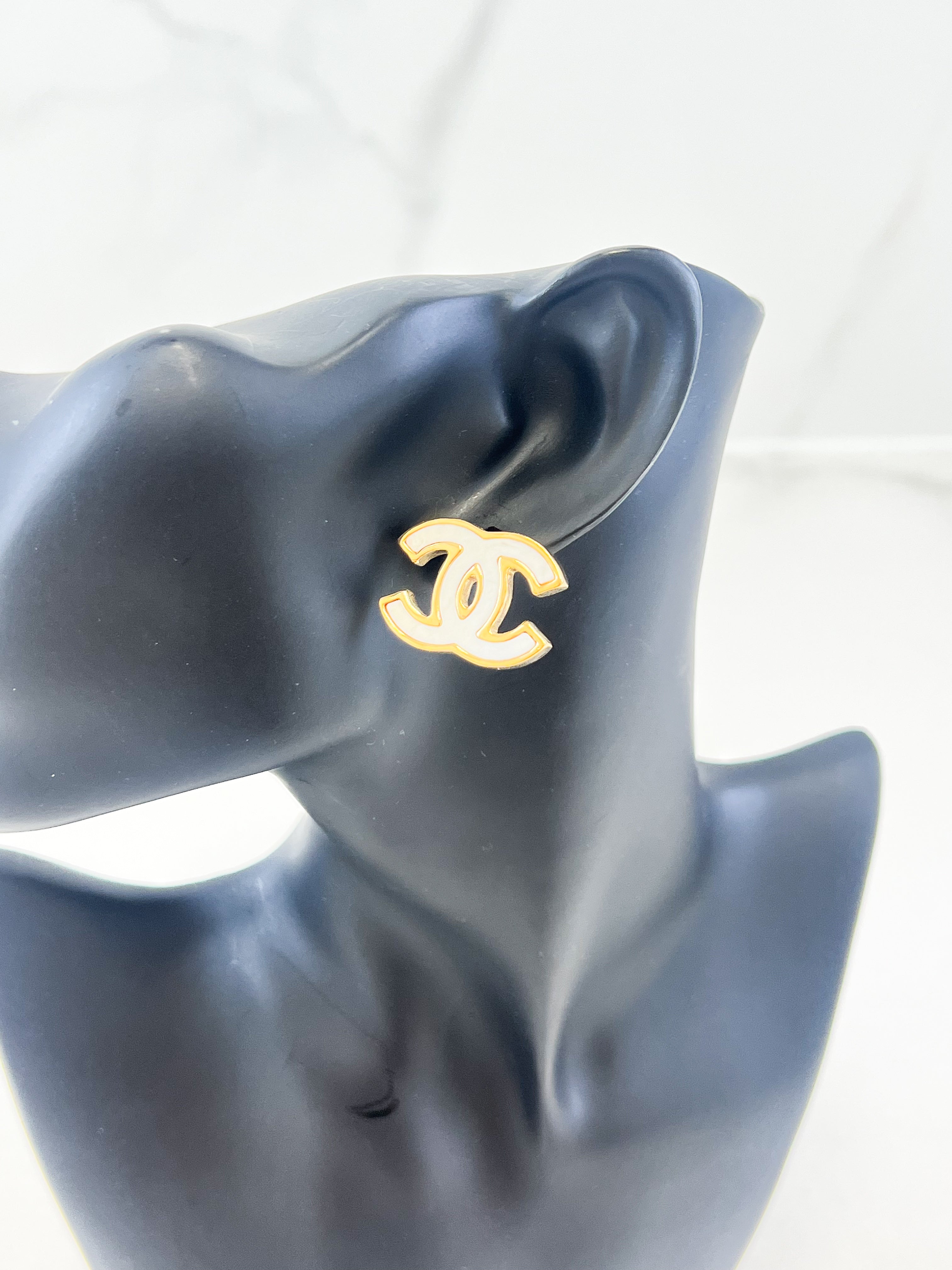 Chanel CC Stud Earrings with GHW