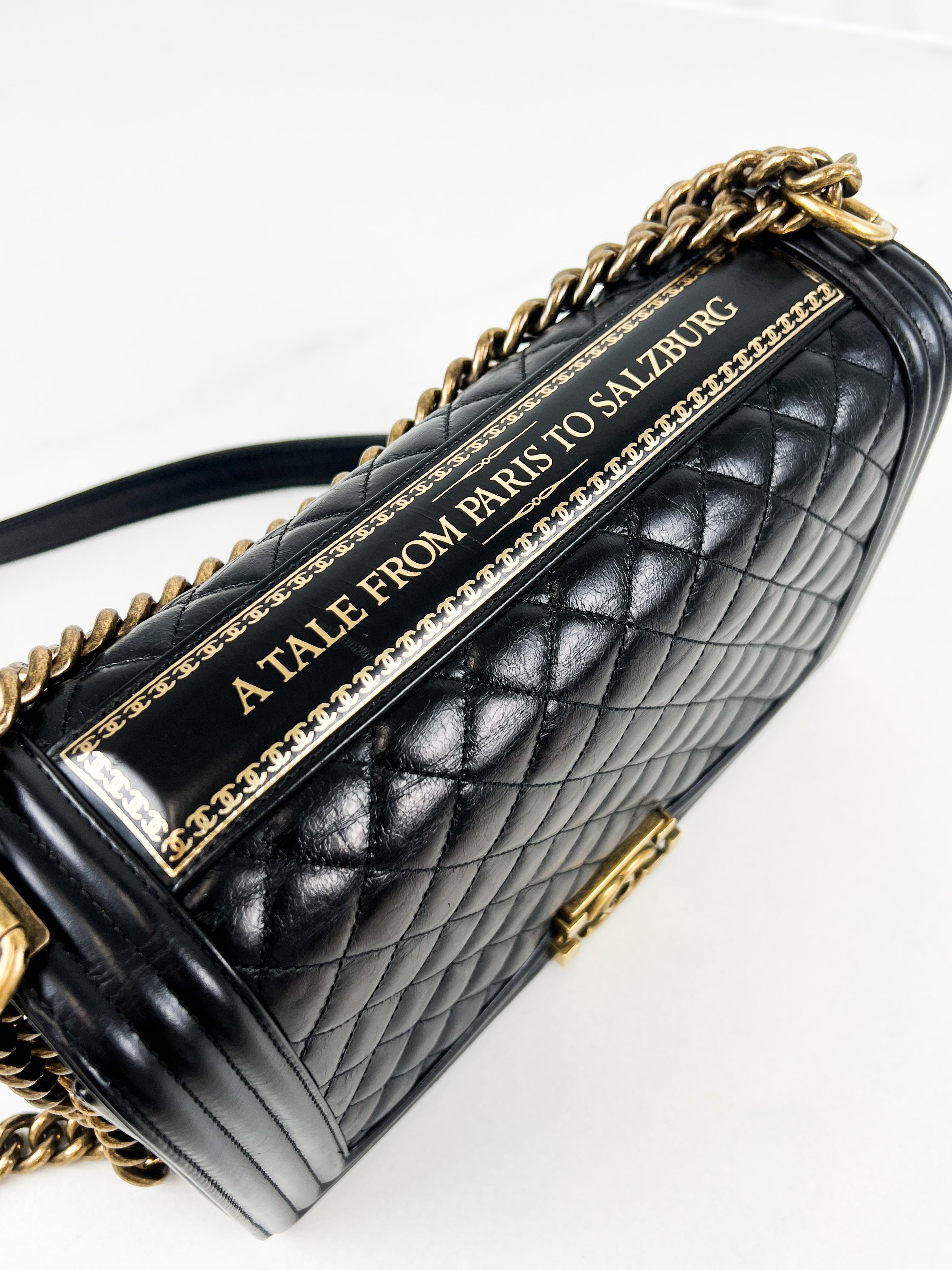 Chanel Limited edition Black New Medium Distressed Calfskin Boy Bag with Antique GHW