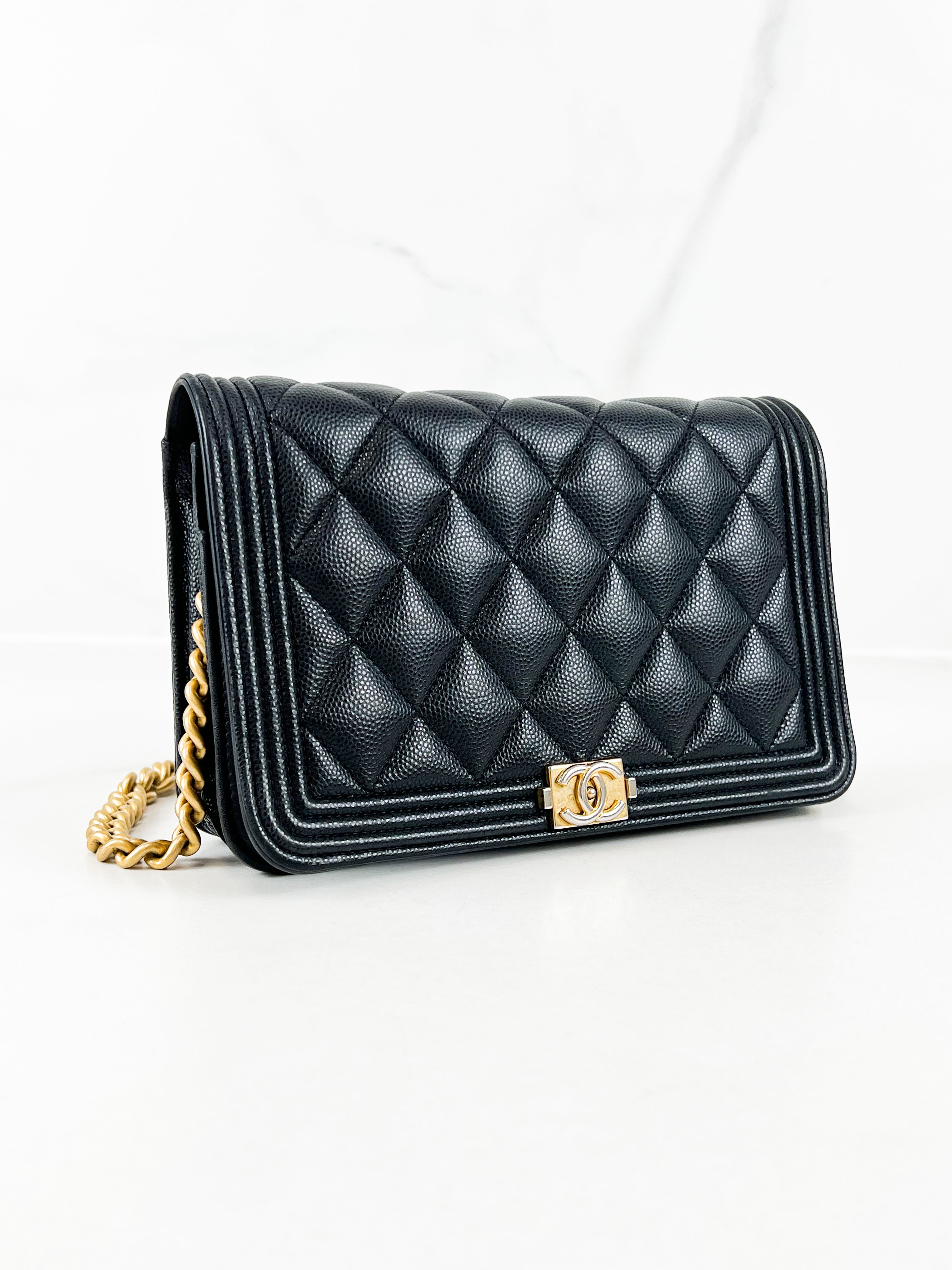 Chanel Boy Wallet on Chain Caviar with GHW