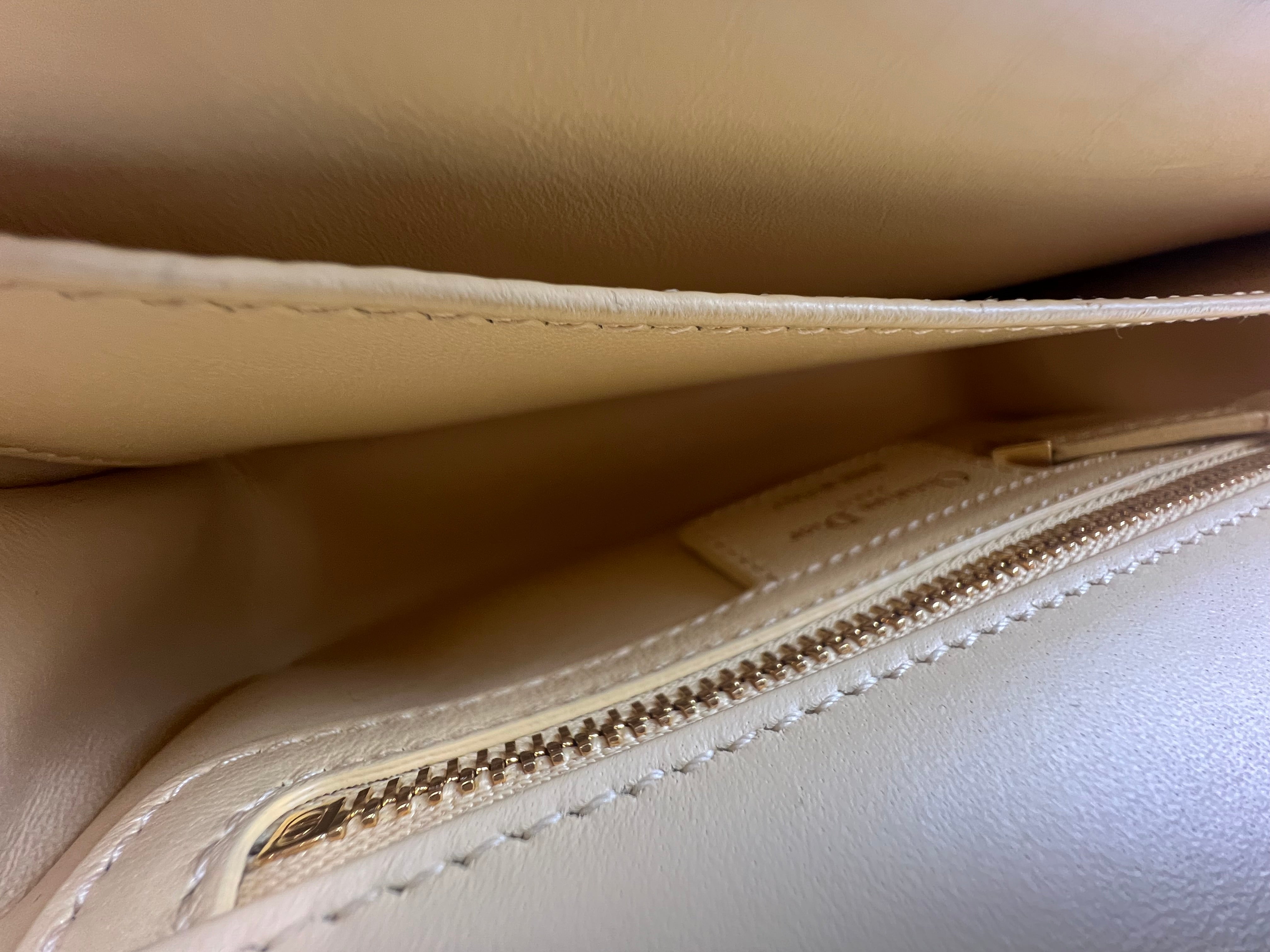 Christian Dior Medium Caro Bag in Butter with GHW