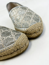 Gucci GG Espadrilles in Silver Canvas Size 38