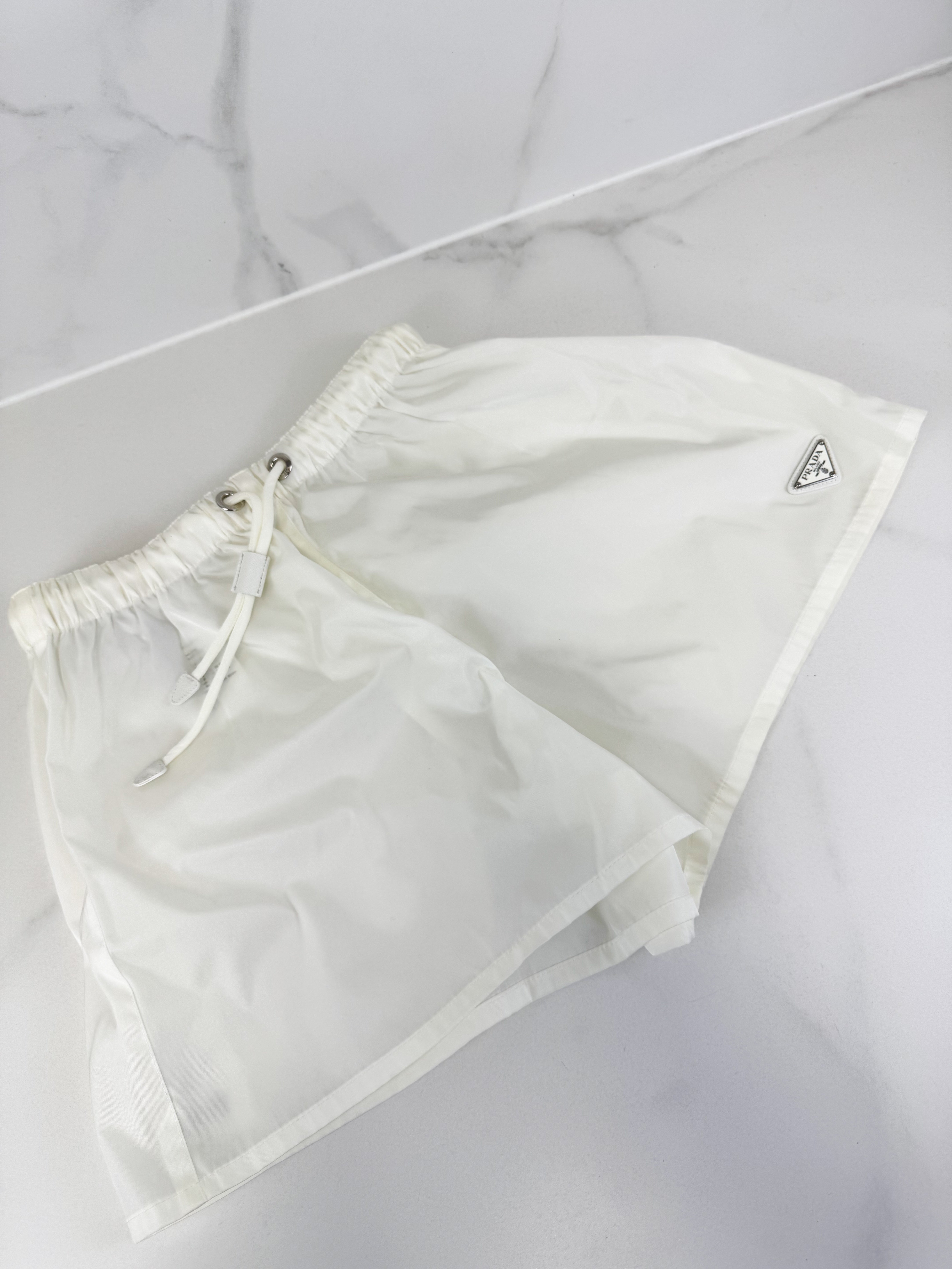 Prada White Re Nylon Shorts Size 42
