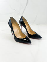 Christian Louboutin Black Patent Pigalle Follies 100mm Size 38