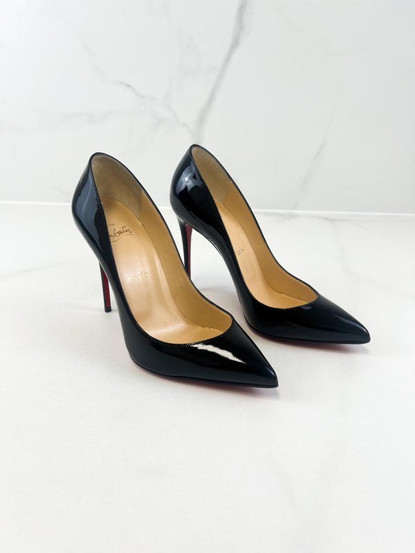 Christian Louboutin Black Patent Pigalle Follies 100mm Size 38