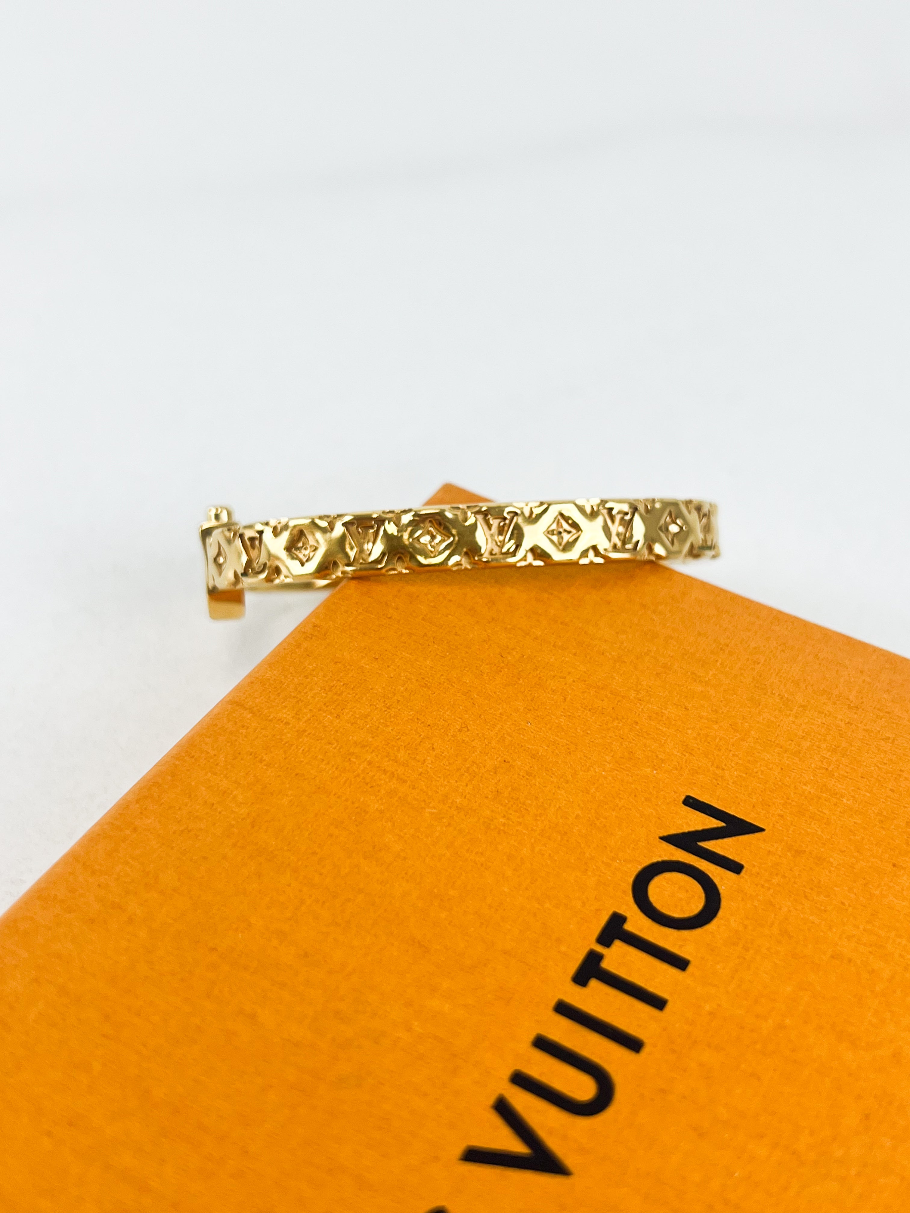 Louis Vuitton Pillow Nanogram Bangle in Gold