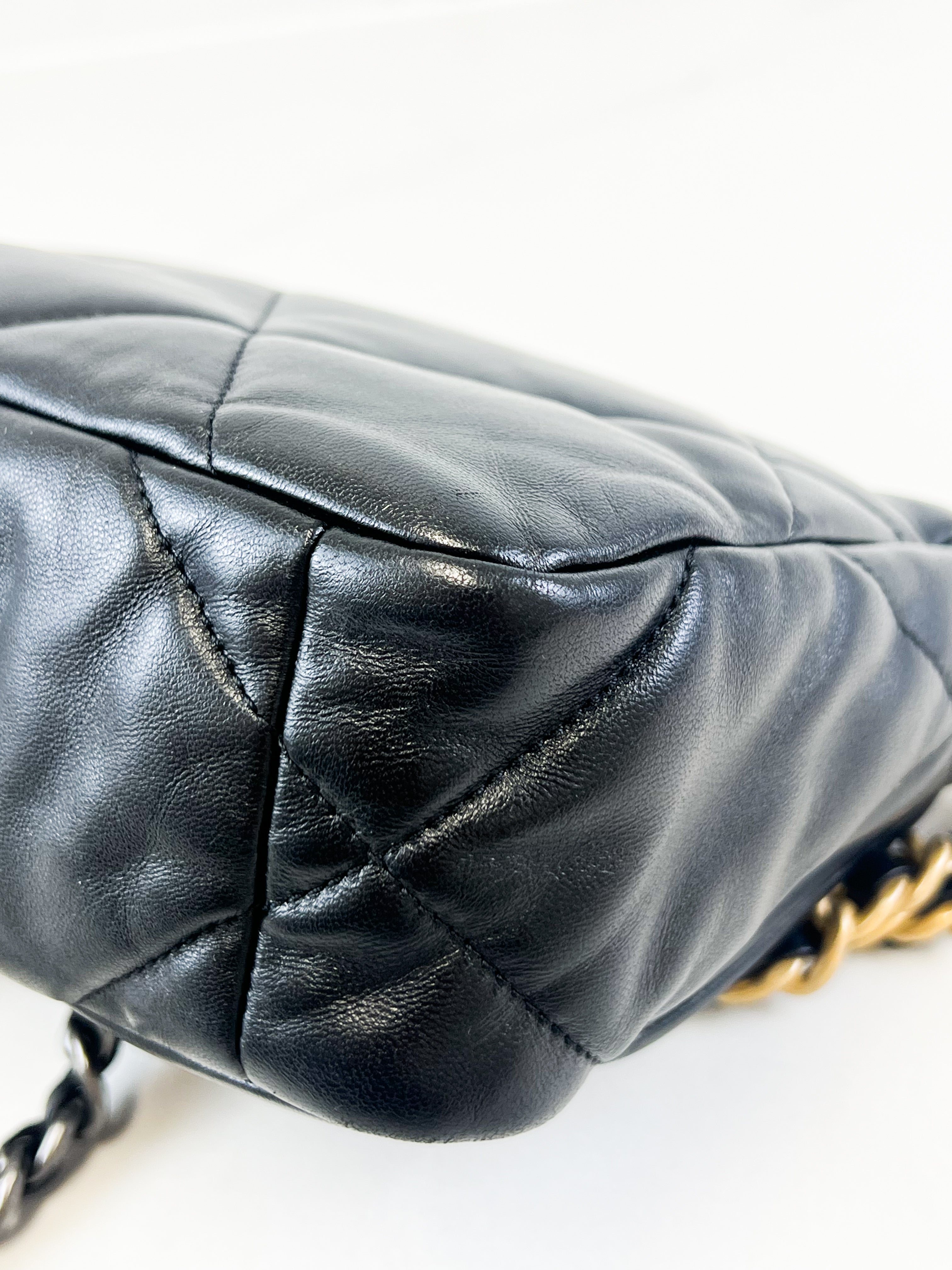 Chanel Black Small Lambskin 19 with Gold & Silver Tone Hardware