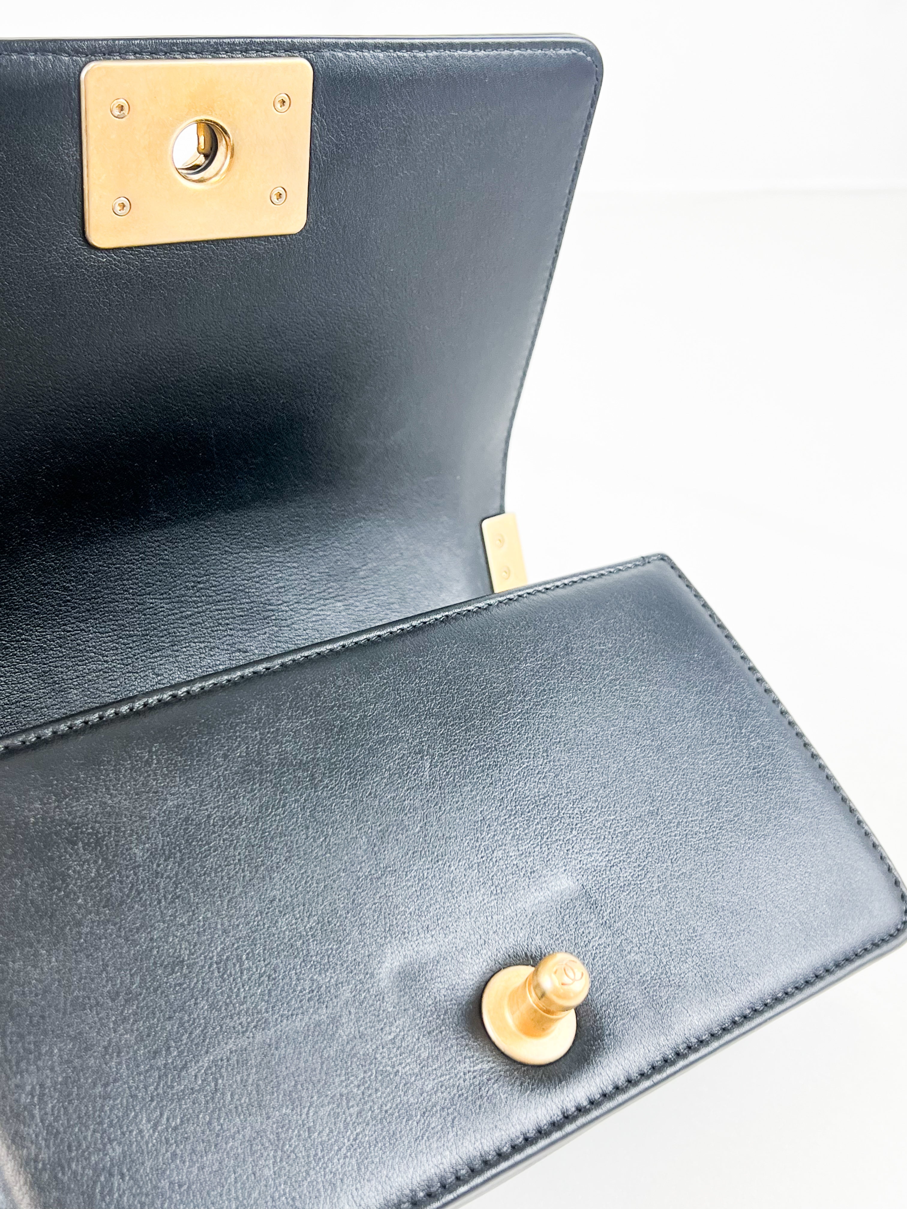 Chanel Small Quilted Calfskin Boy Bag with Gold Hardware