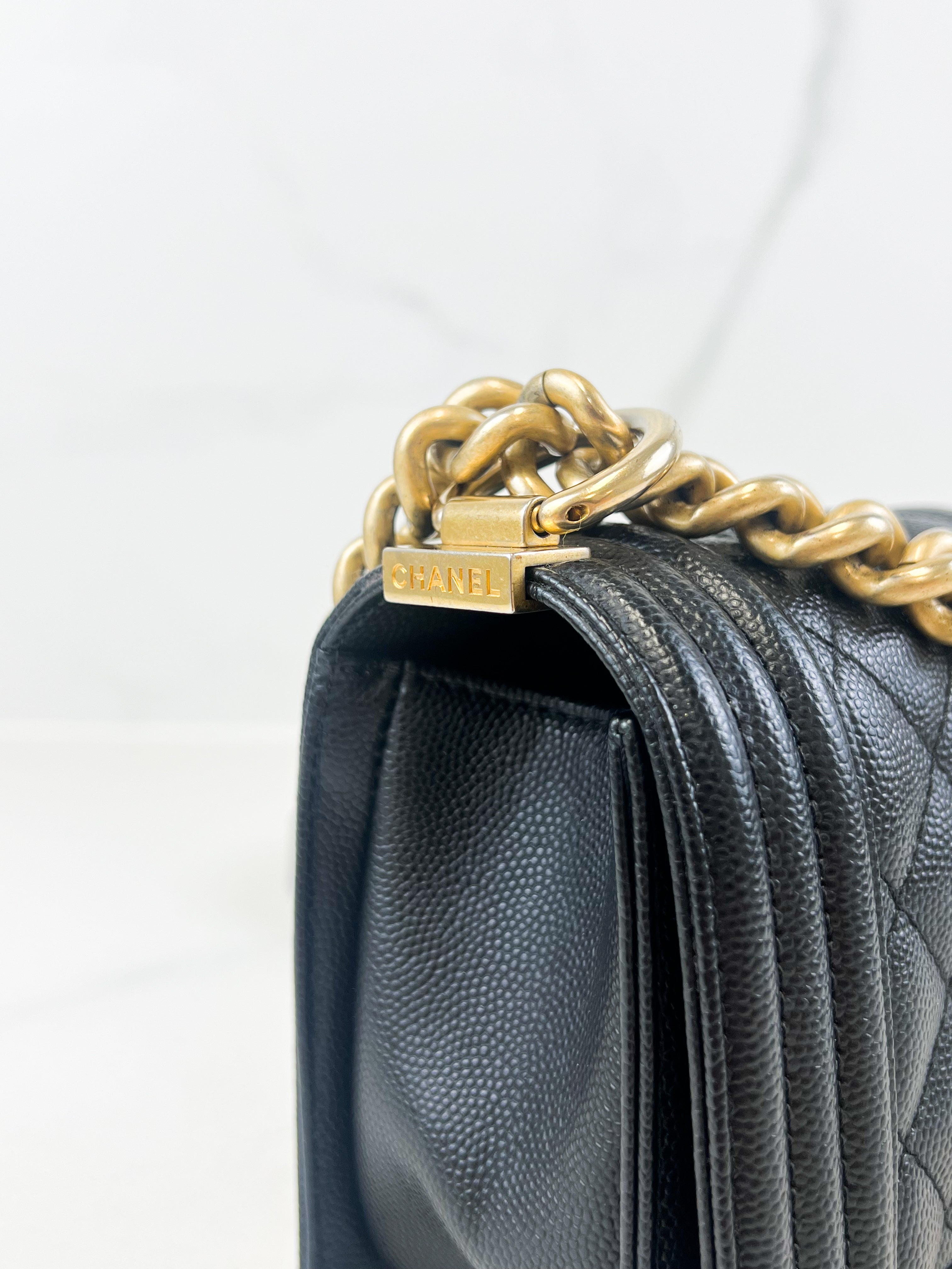 Chanel Caviar Small Boy Bag with Gold Hardware