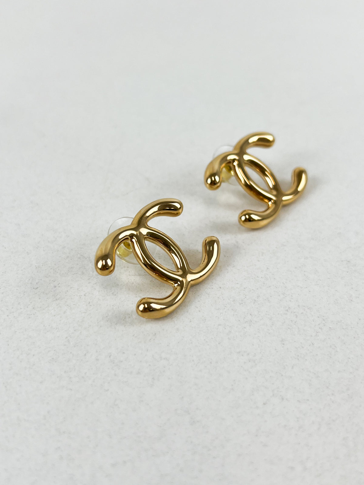 Chanel CC Gold Stud Earrings