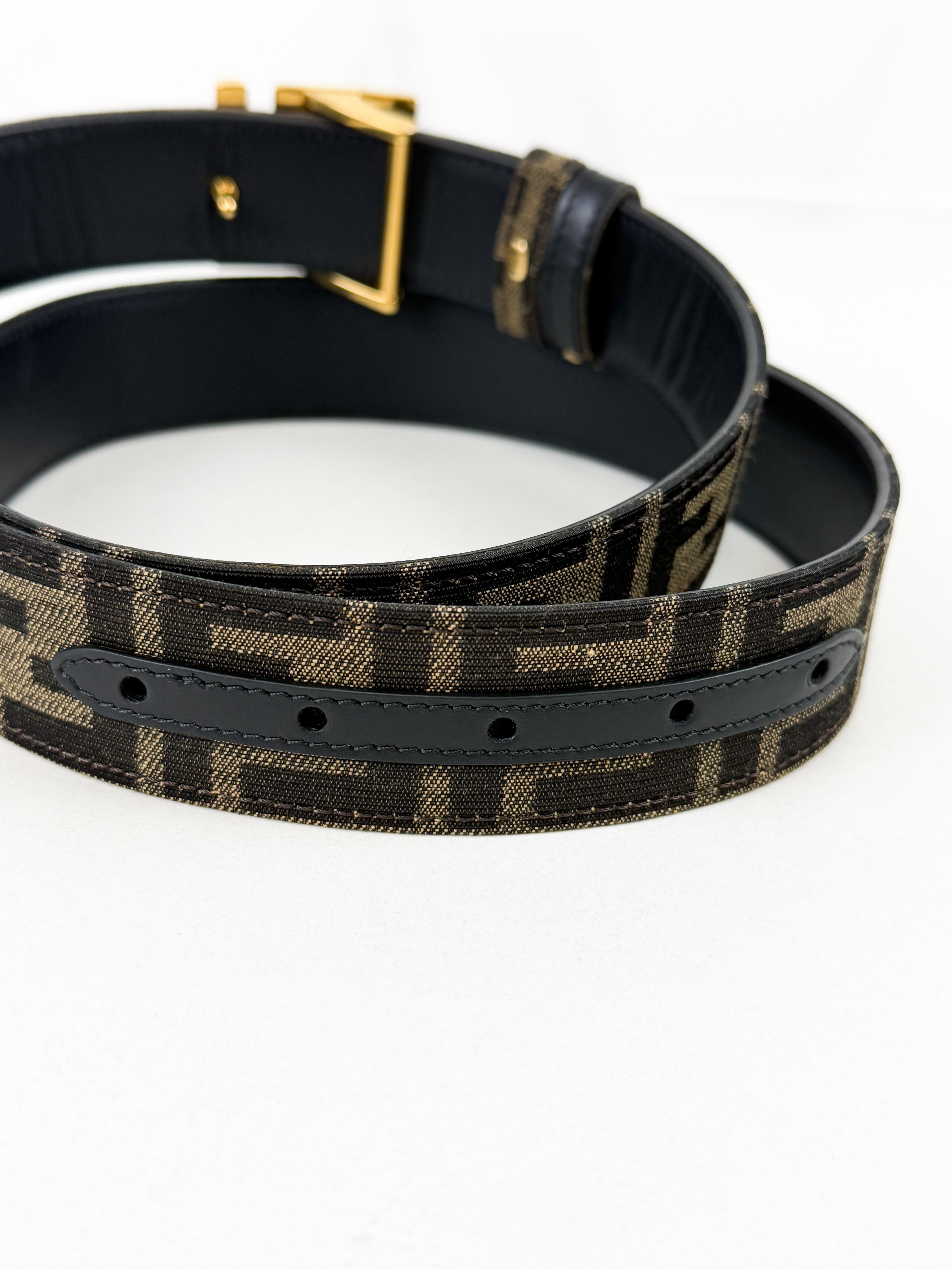 Fendi FF Logo Belt Reversible Canvas & Calfskin Leather