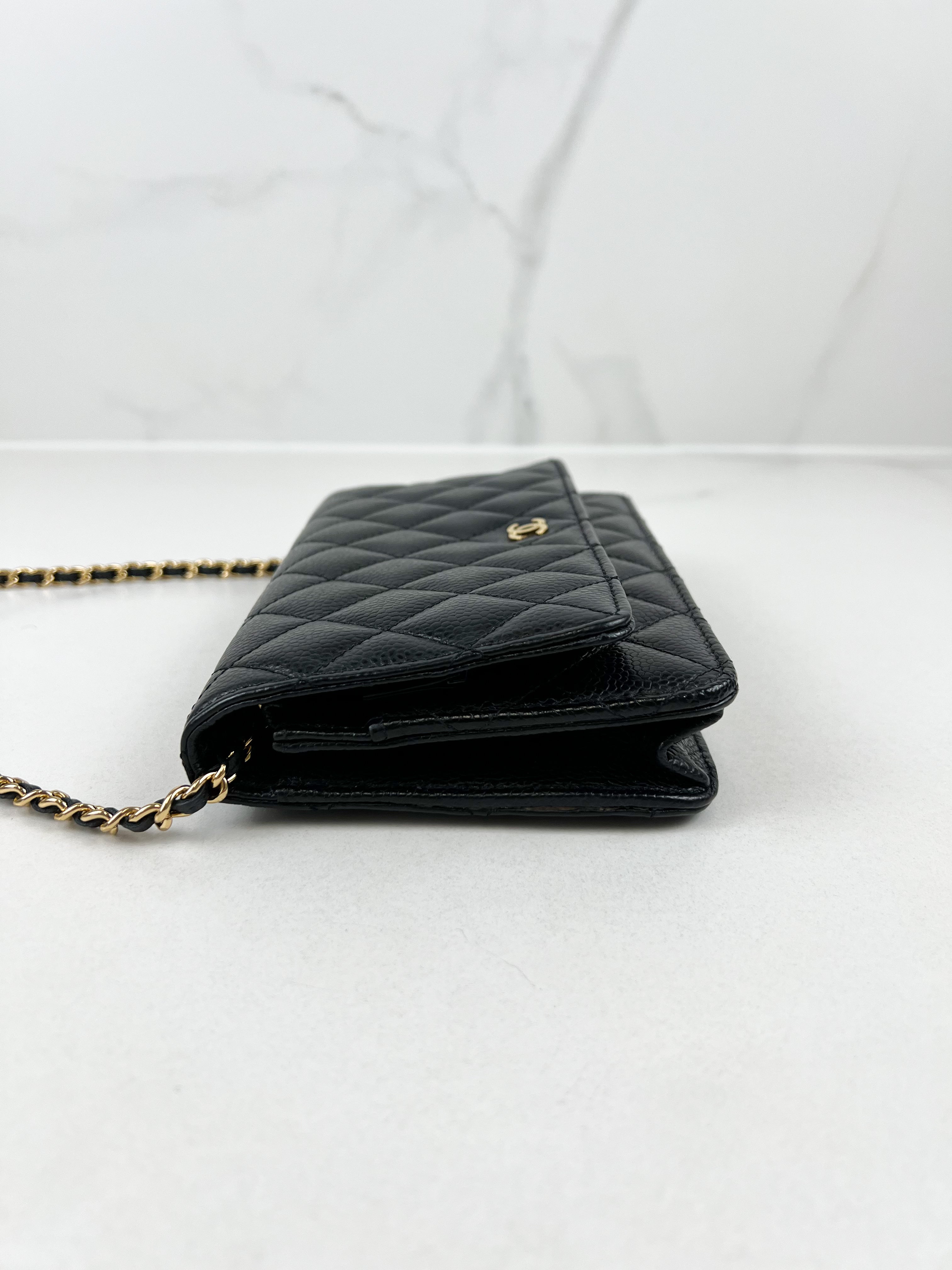 Chanel Black Classic Caviar CC WOC with GHW