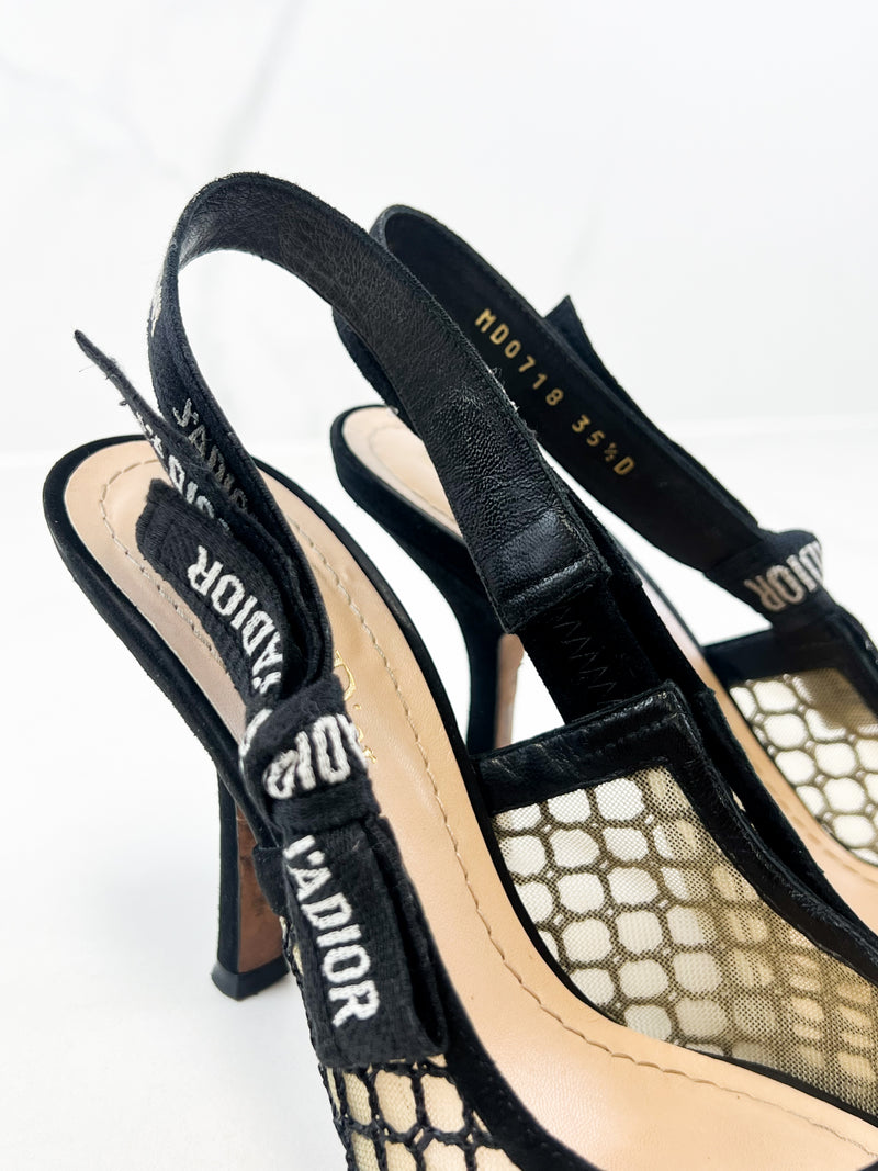 Christian Dior Black Slingback Pumps Size 35.5