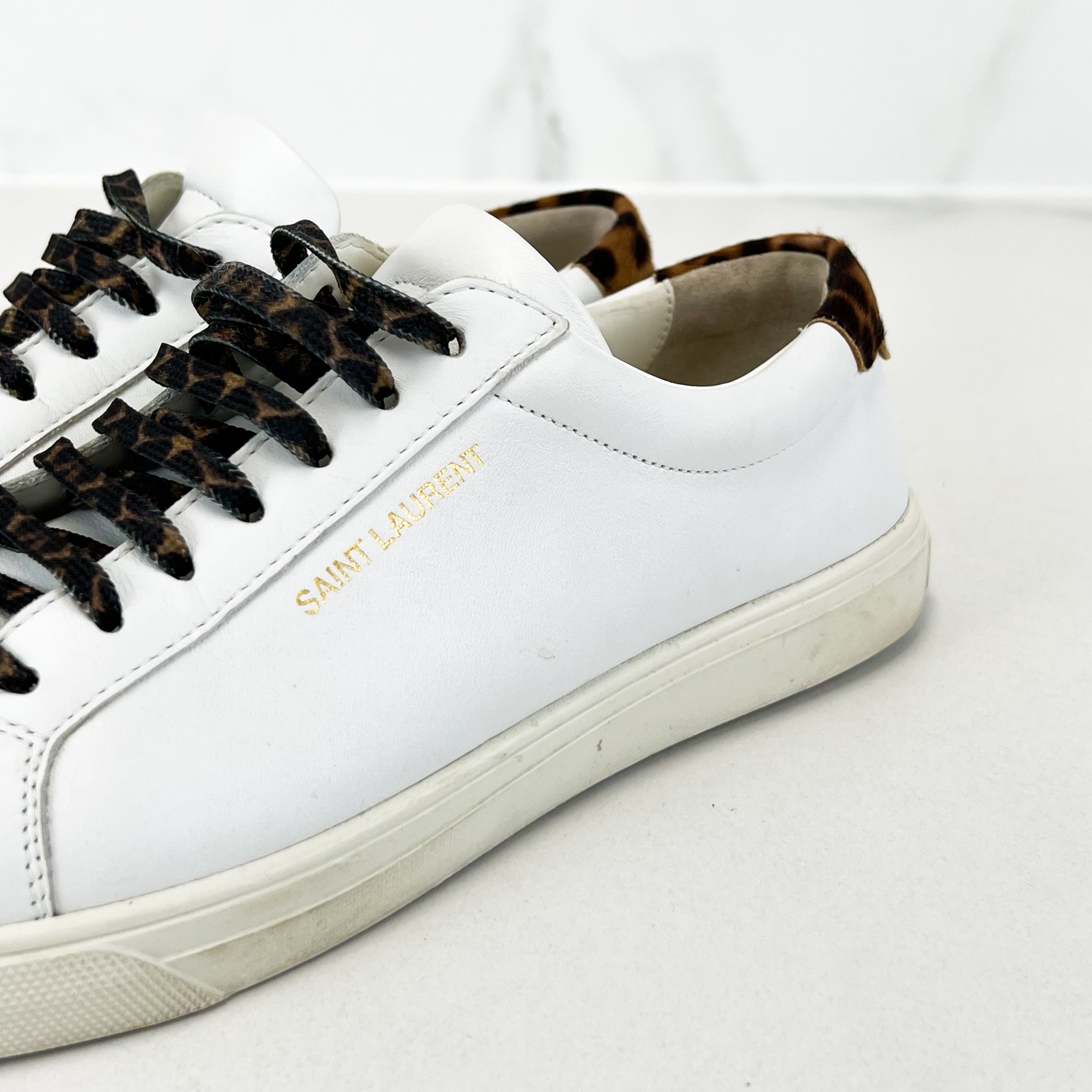 Saint Laurent Andy Leather Sneakers Size 38