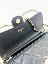 Chanel CC Caviar Black Classic Phone Holder WOC
