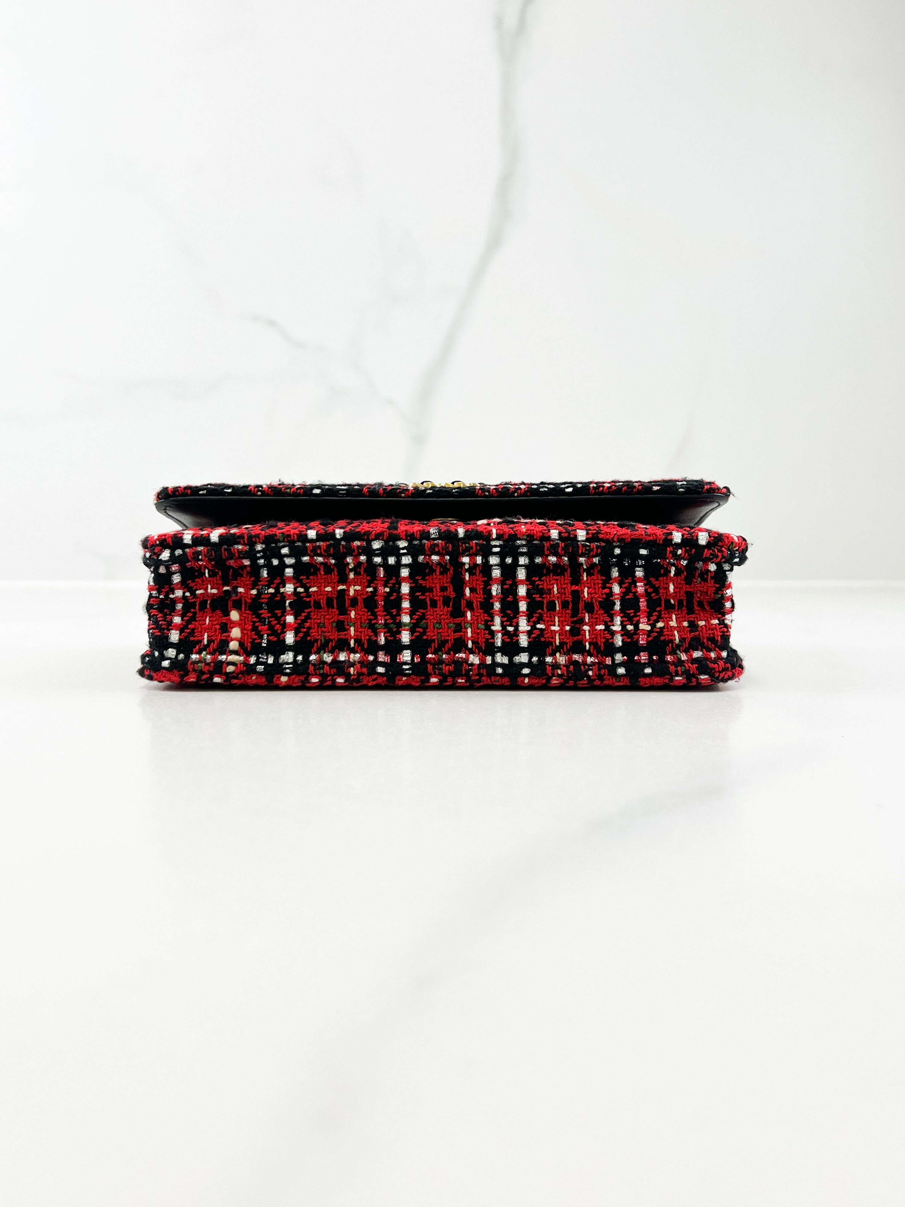 Chanel 19 Wool Tweed & Gold Tone Metal Wallet on Chain