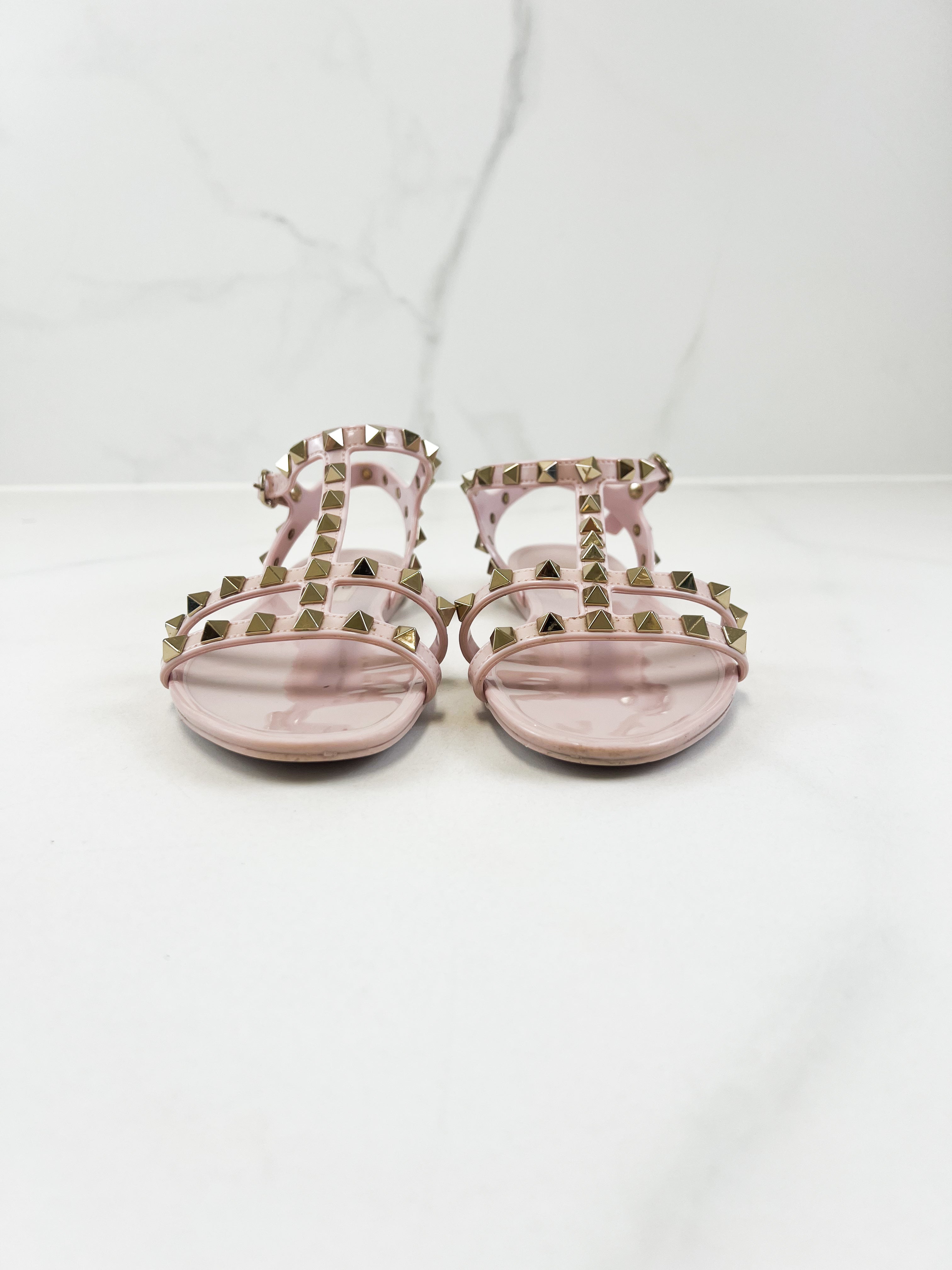 Valentino Garavani Rockstud PVC Sandal in Baby Pink Size 36