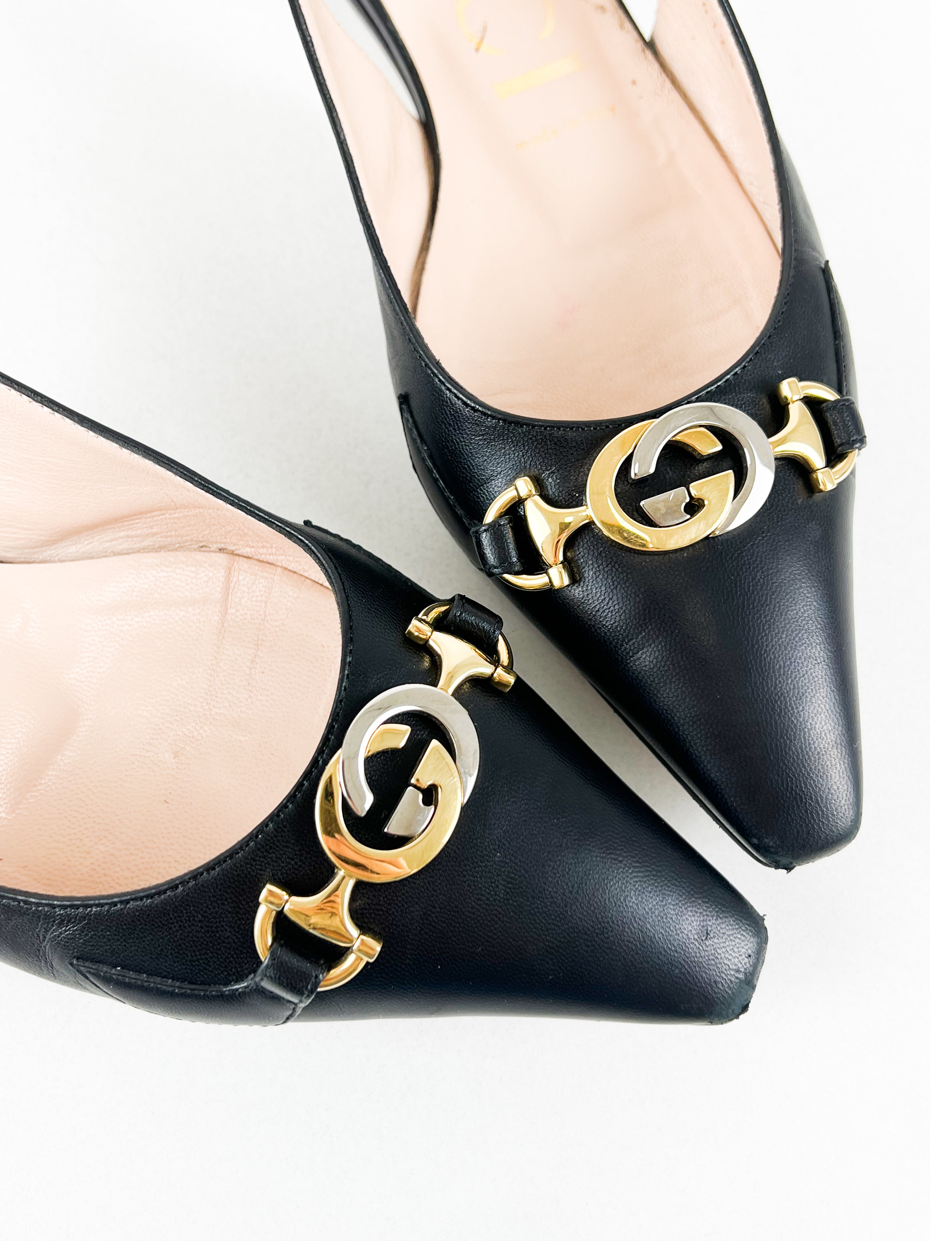 Gucci Zumi Interlocking GG Slingback Mule Size 38.5