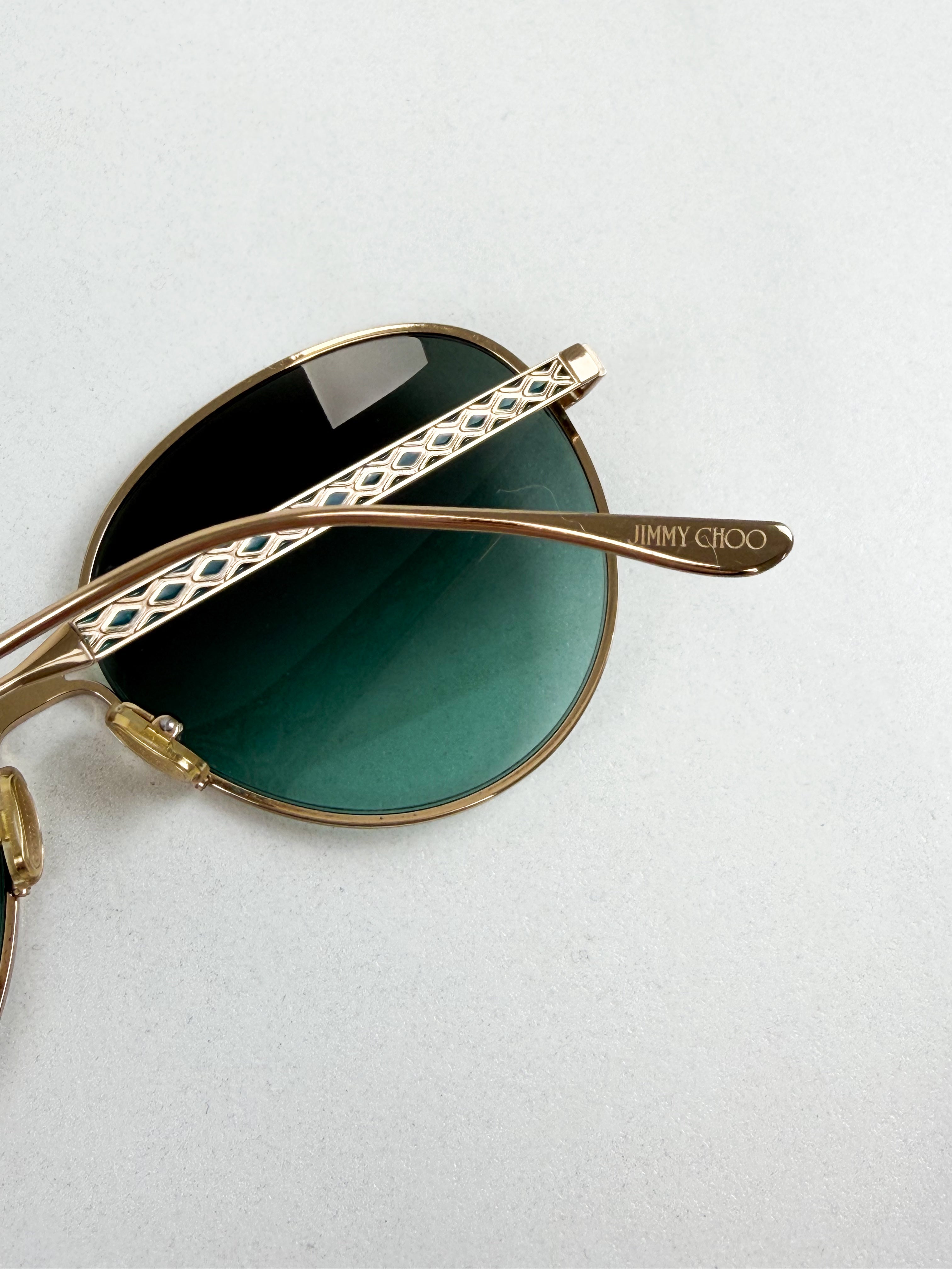 Jimmy Choo Aviator Sunglasses in Gold