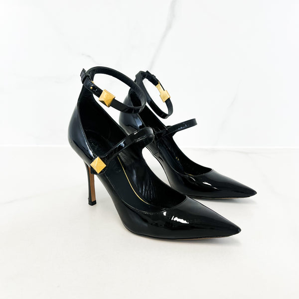 Valentino Garavani Black Leather Tip Toe Pumps 100m Size 37.5