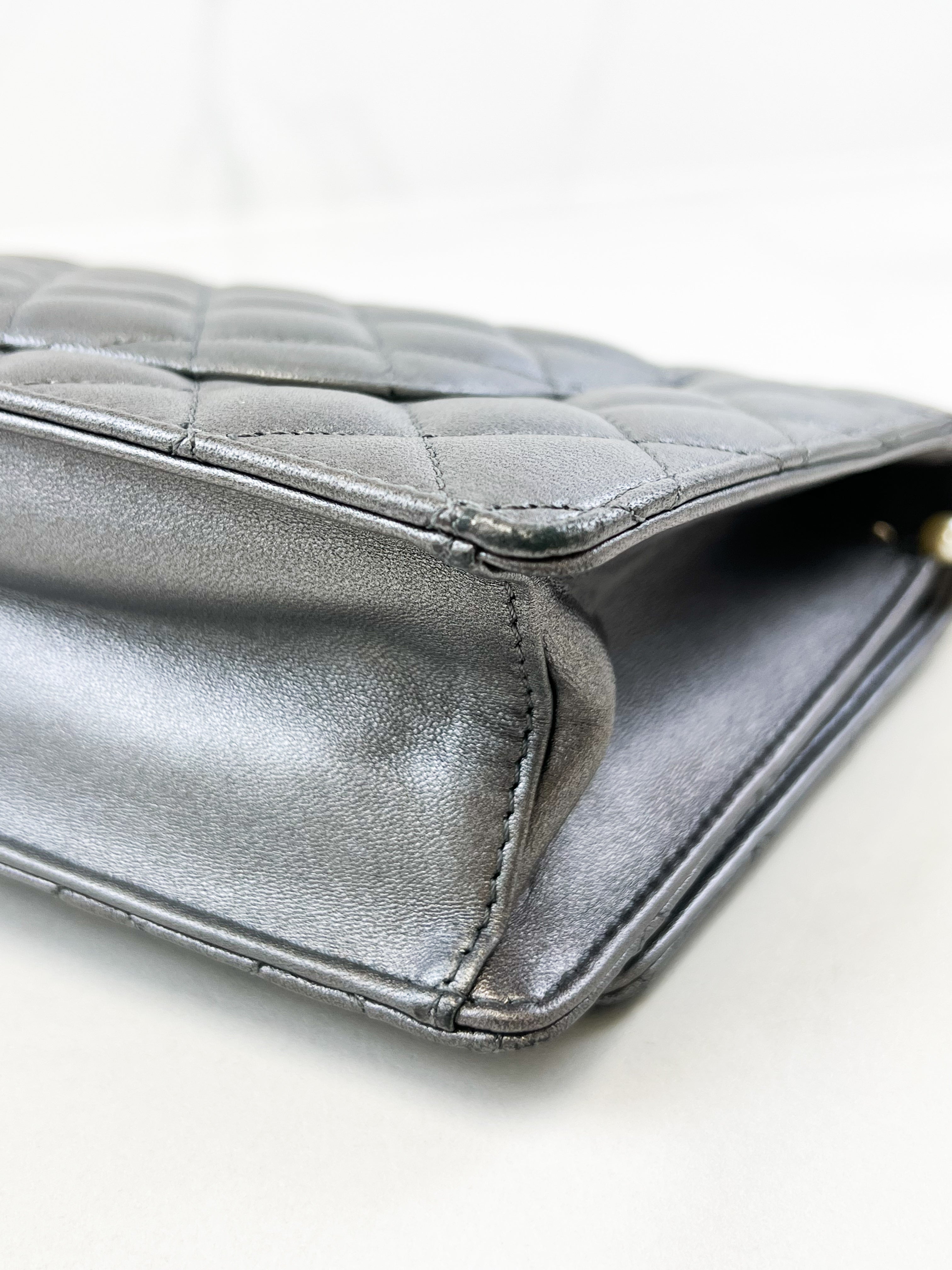 Chanel Silver Calfskin Large Shoulder Bag