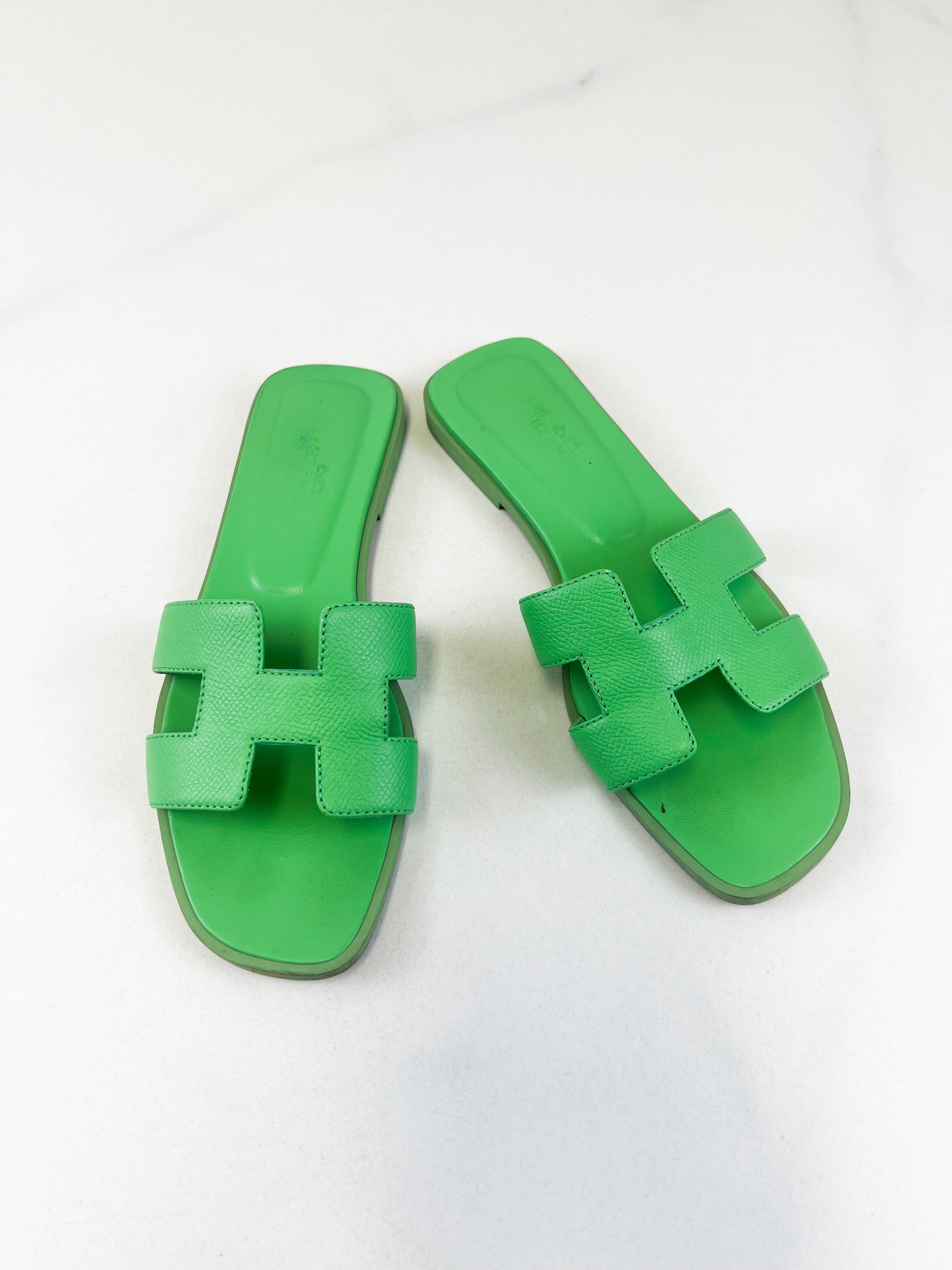 Hermes Oran Sandal in Green Size 36