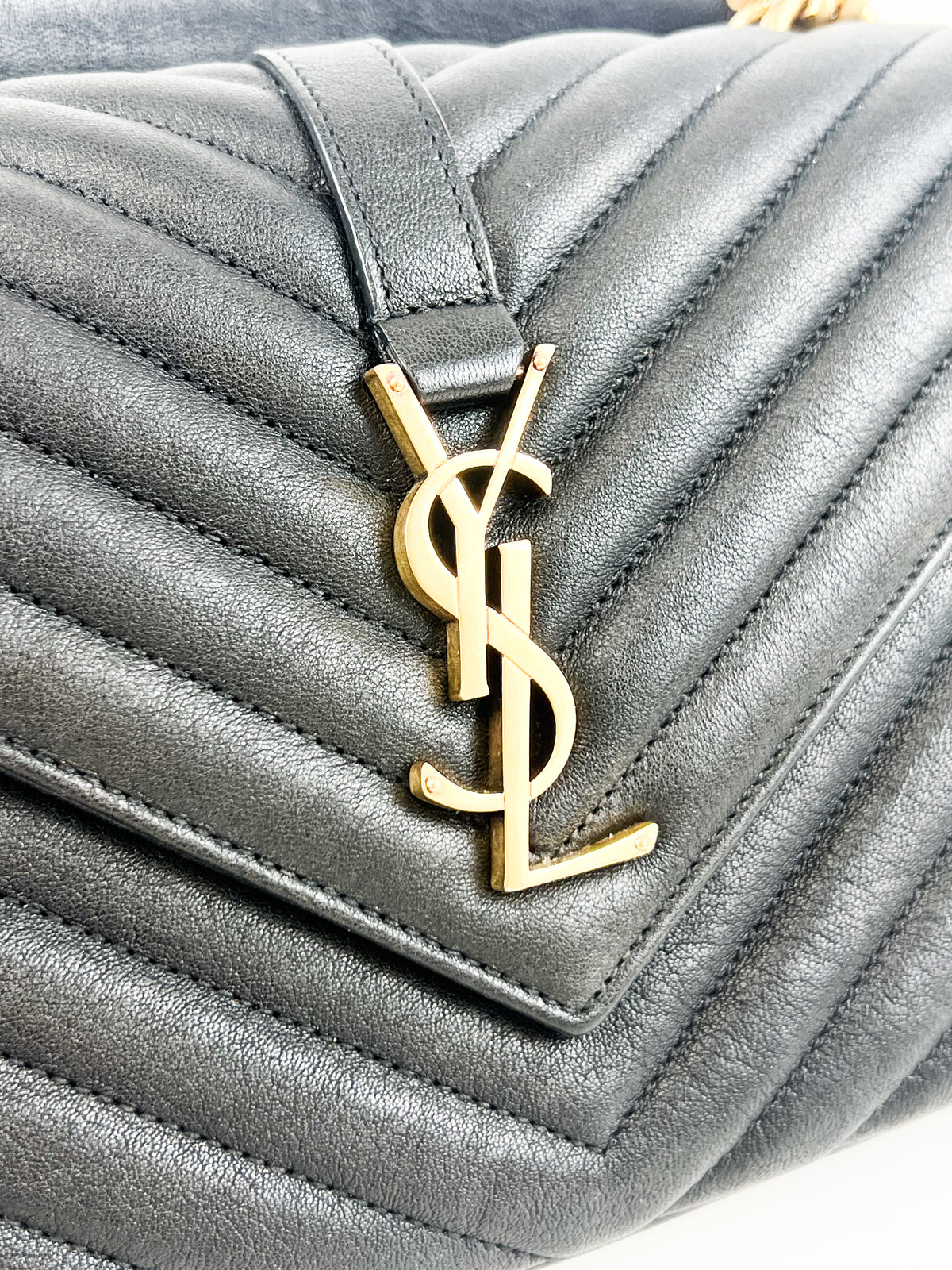 Saint Laurent Black College Bag with GHW