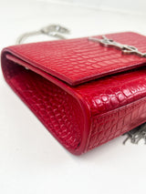 Saint Laurent Red Mini Kate Tassel Croc