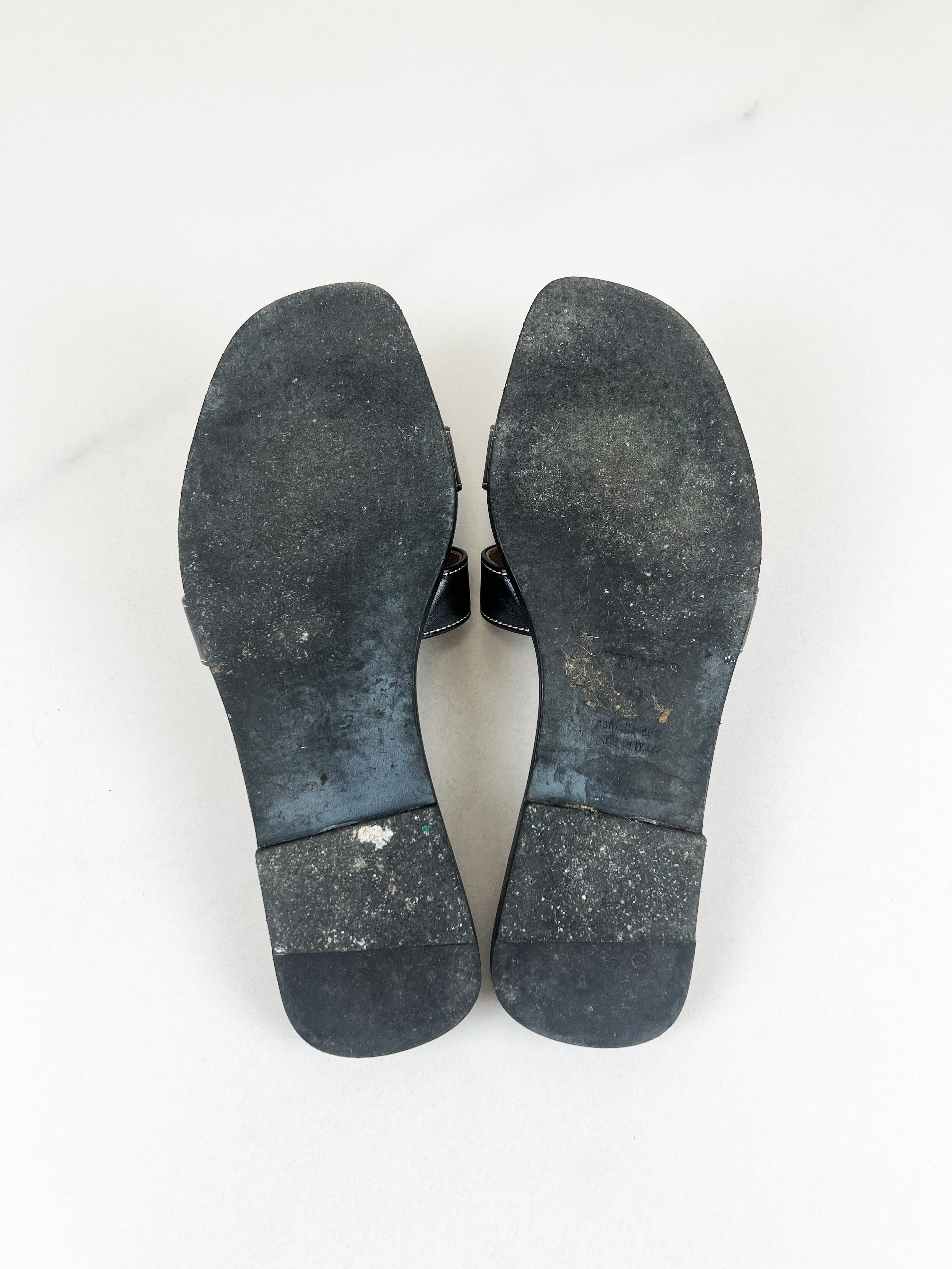 Hermes Oran Sandals in Noir Size 37