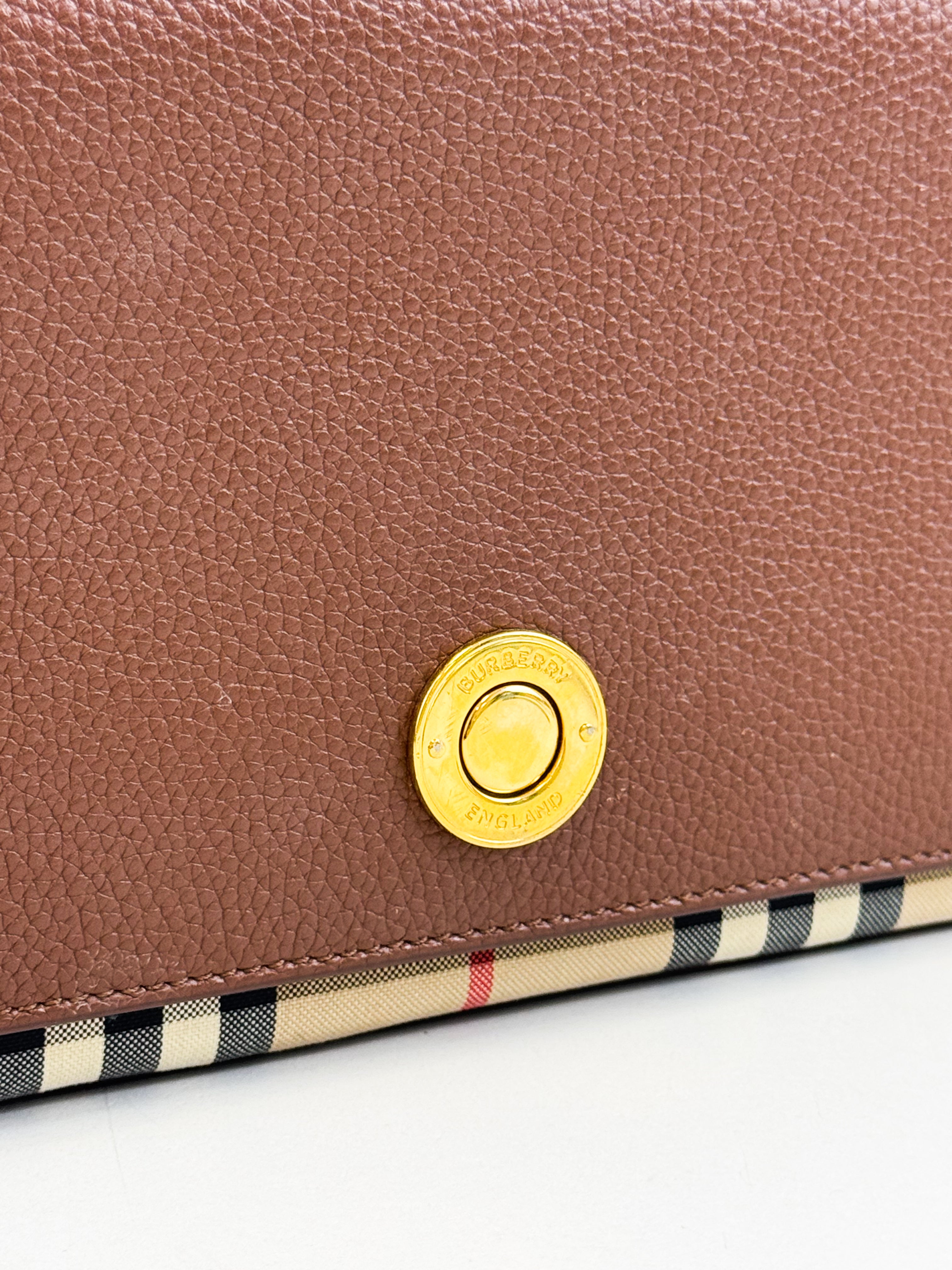 Burberry Leather and Vintage Check Note Crossbody Bag