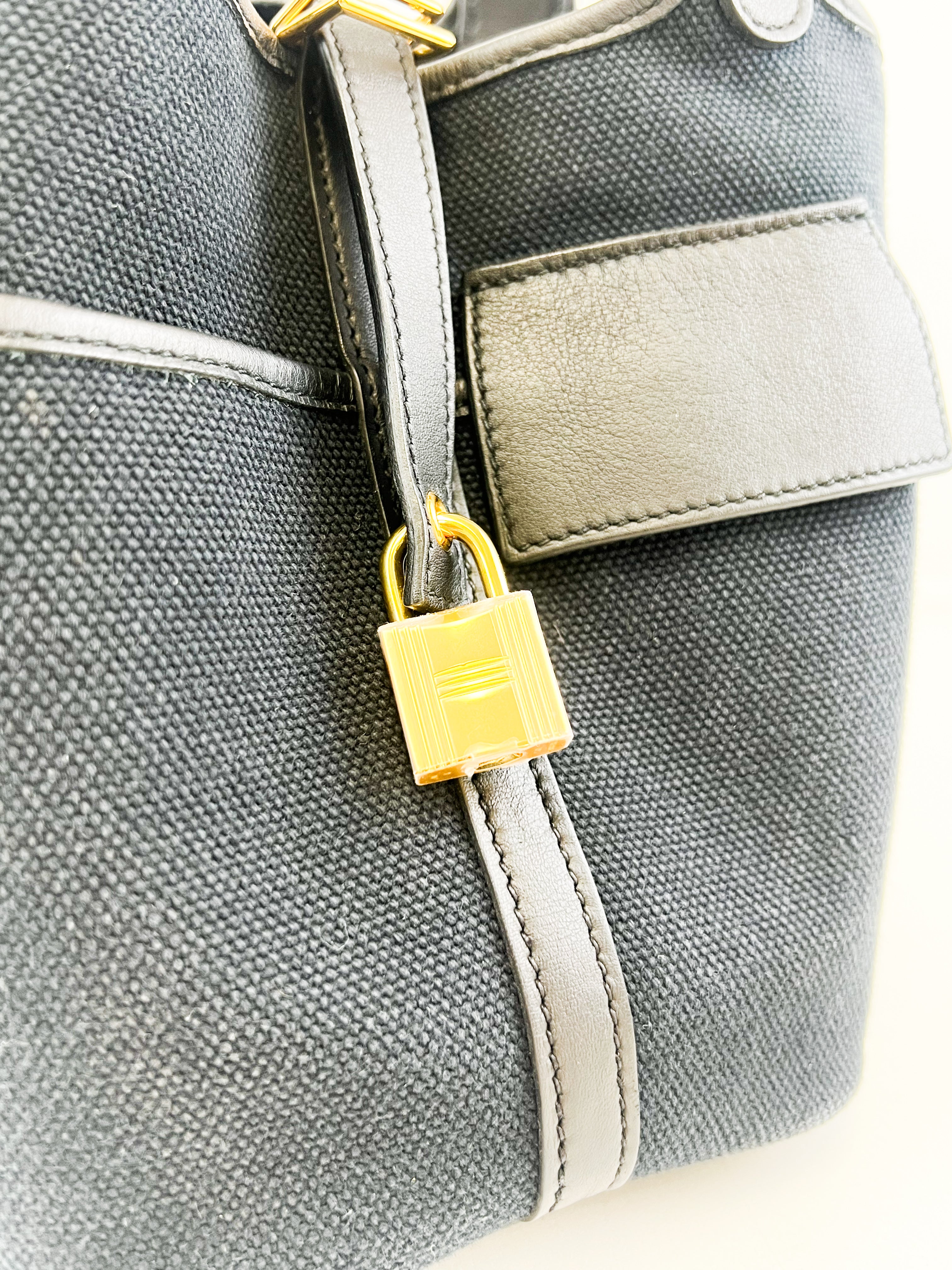 Hermes Picotin Lock 18 Pockets Bag in Black Canvas and Swift Leather