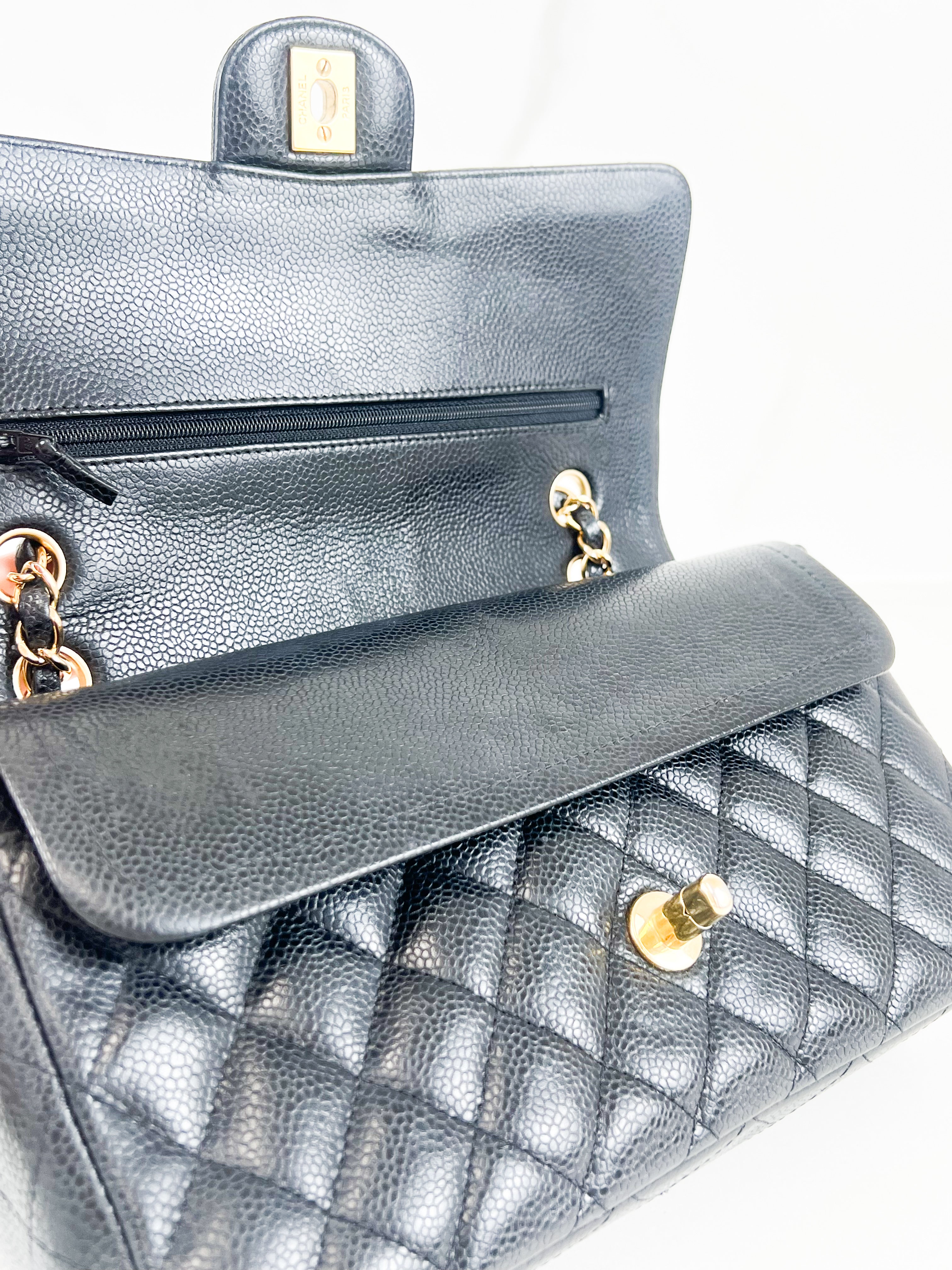 Chanel CC Medium Caviar Black Classic Double Flap Shoulder Bag