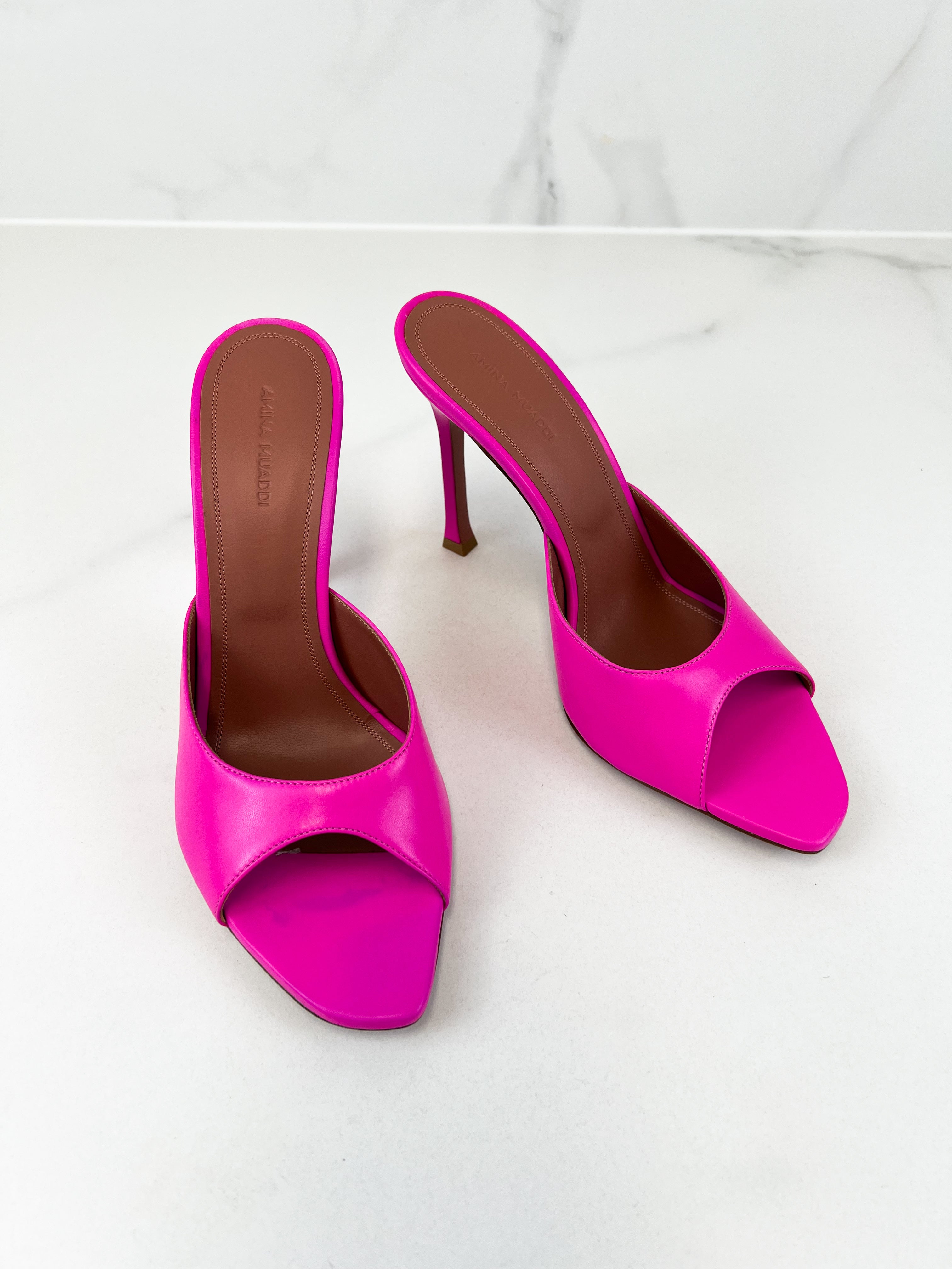 Amina Muaddi Alexa Leather Mule 105mm Size 40.5