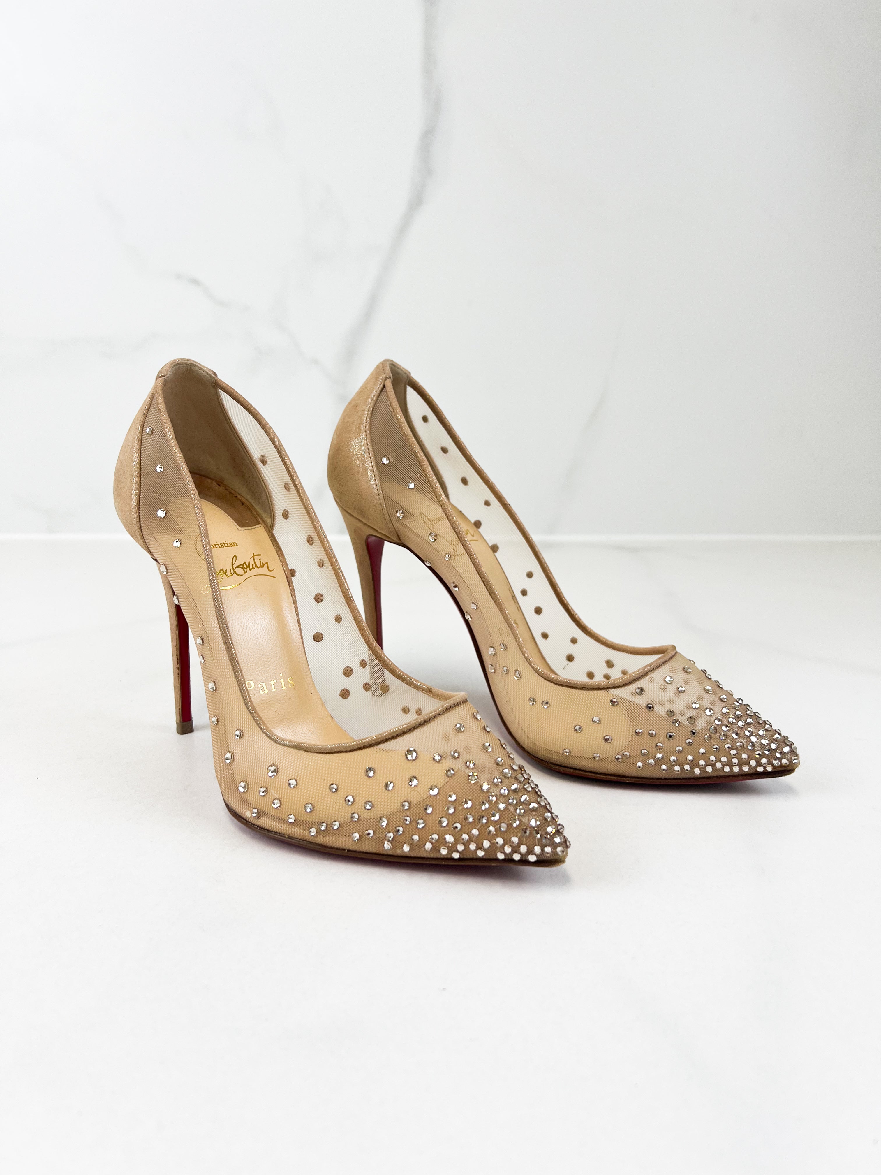 Christian Louboutin Follies Strass 100mm Size 35