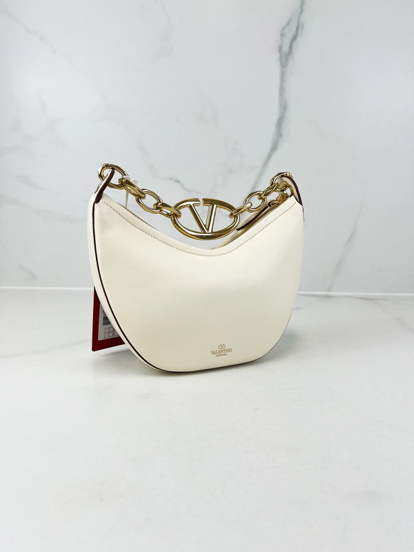 Valentino Garavani Cream Mini VLogo Moon Crossbody Bag