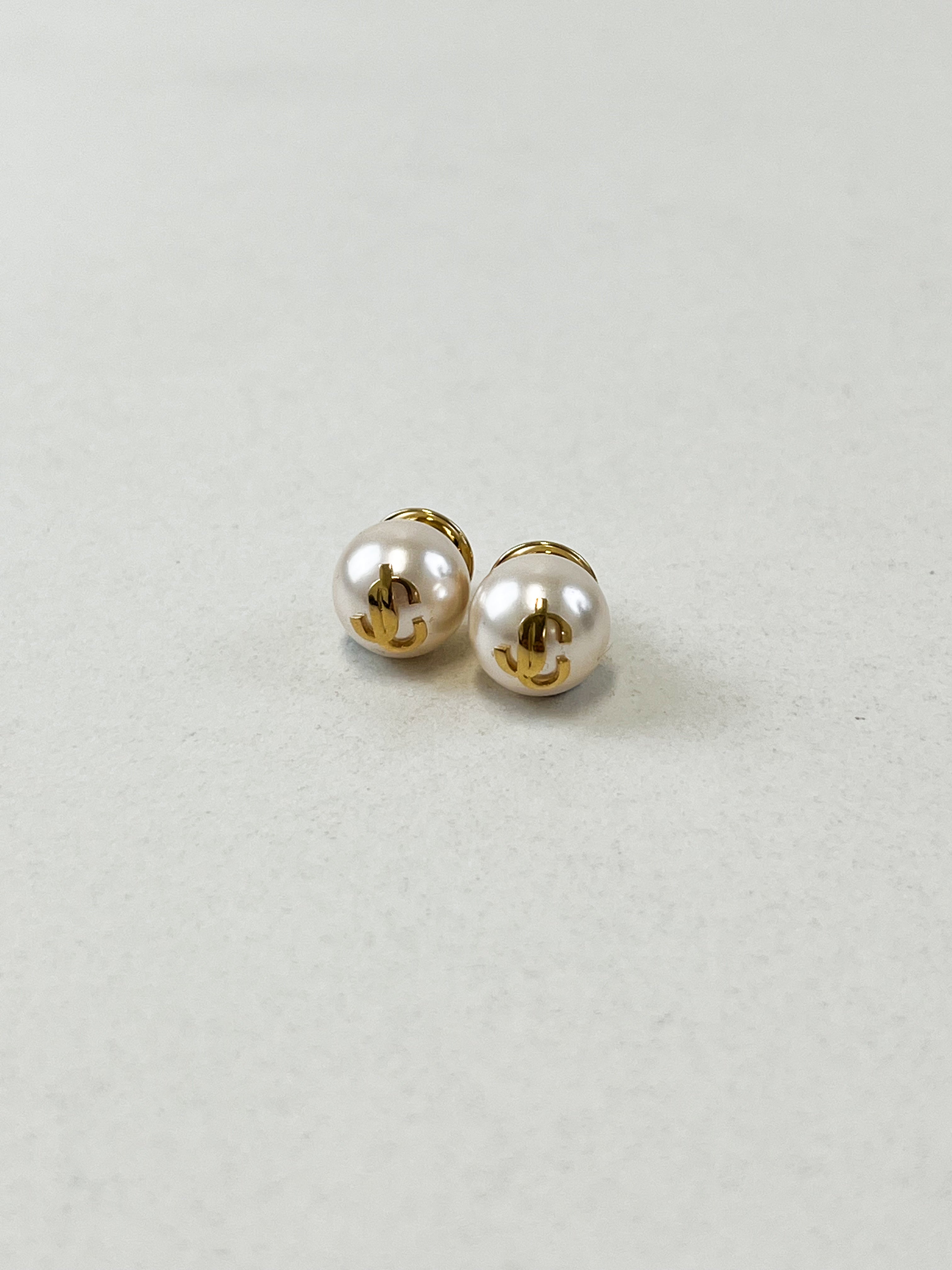 Jimmy Choo Logo Pearl Stud Earrings