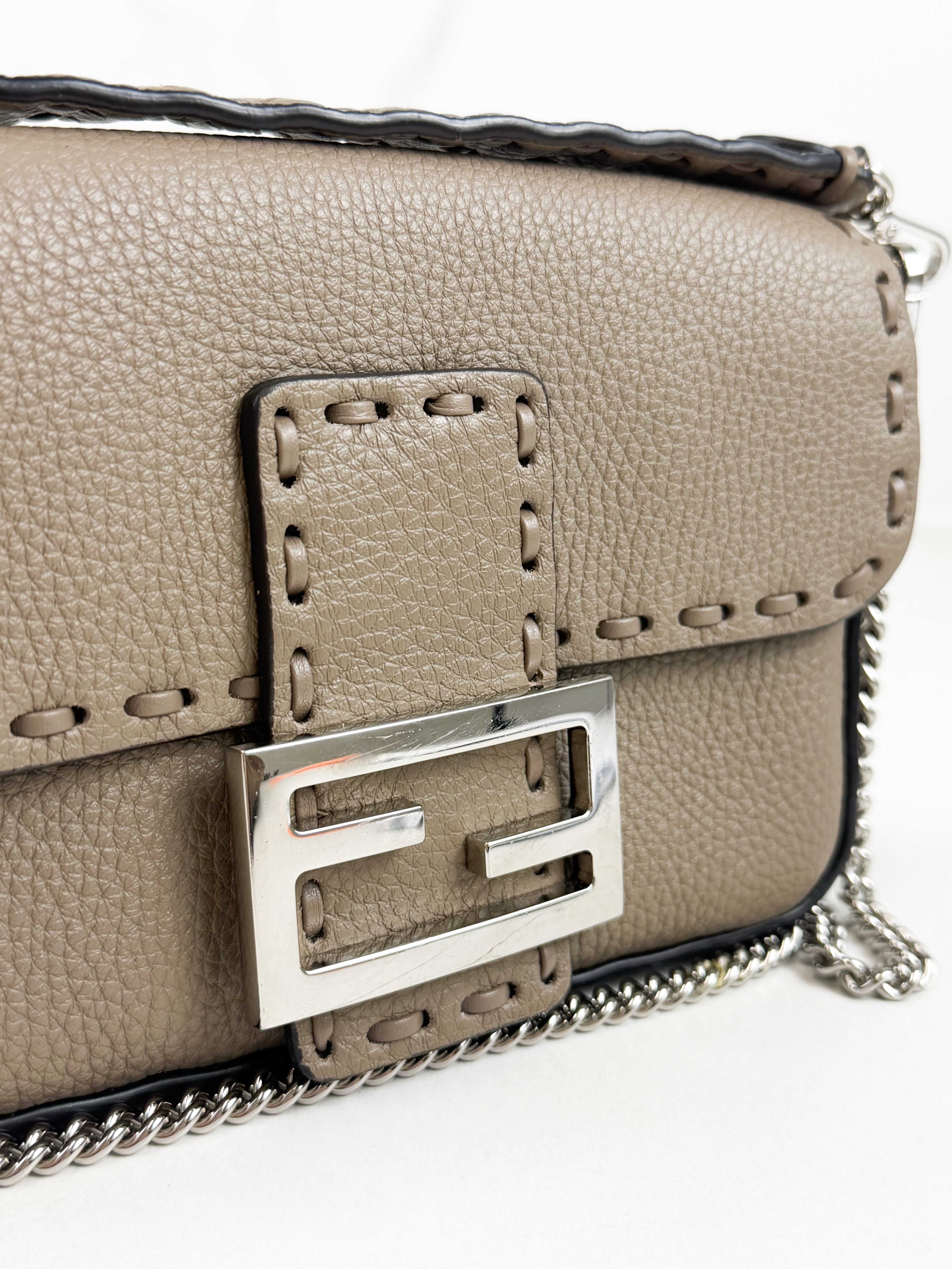Fendi FF Calf Leather Mini Baguette