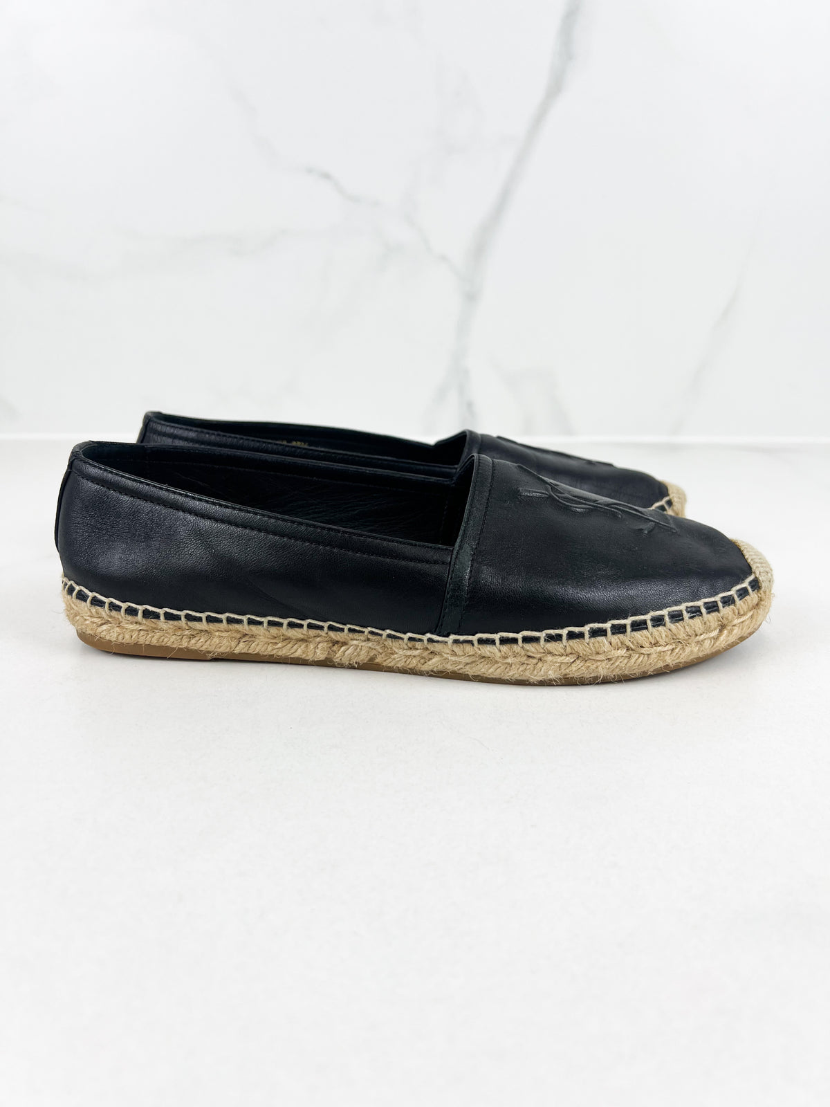 Saint Laurent Black Monogram Espadrilles Size 37.5