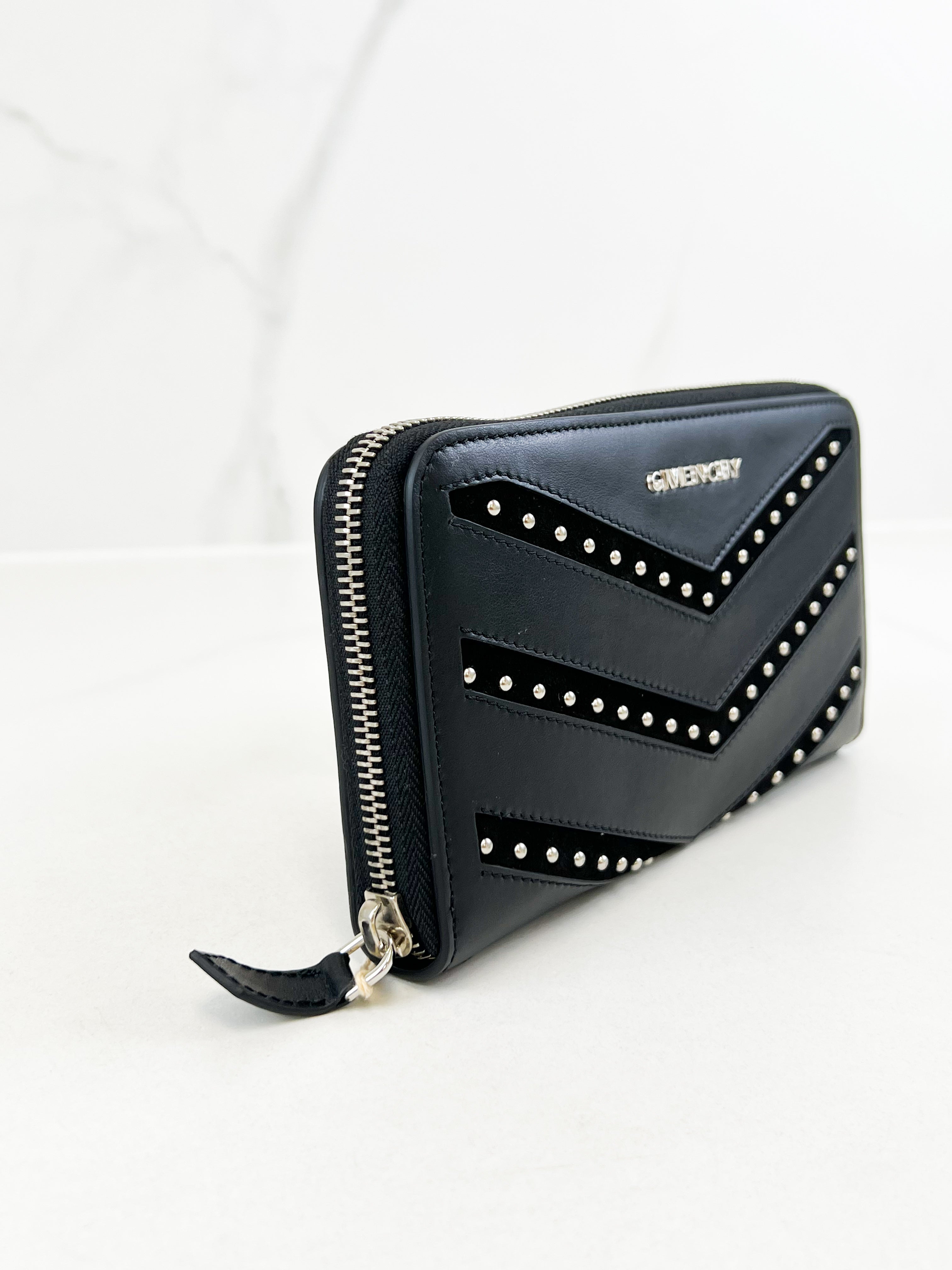 Givenchy Grained Leather Zip Around Wallet
