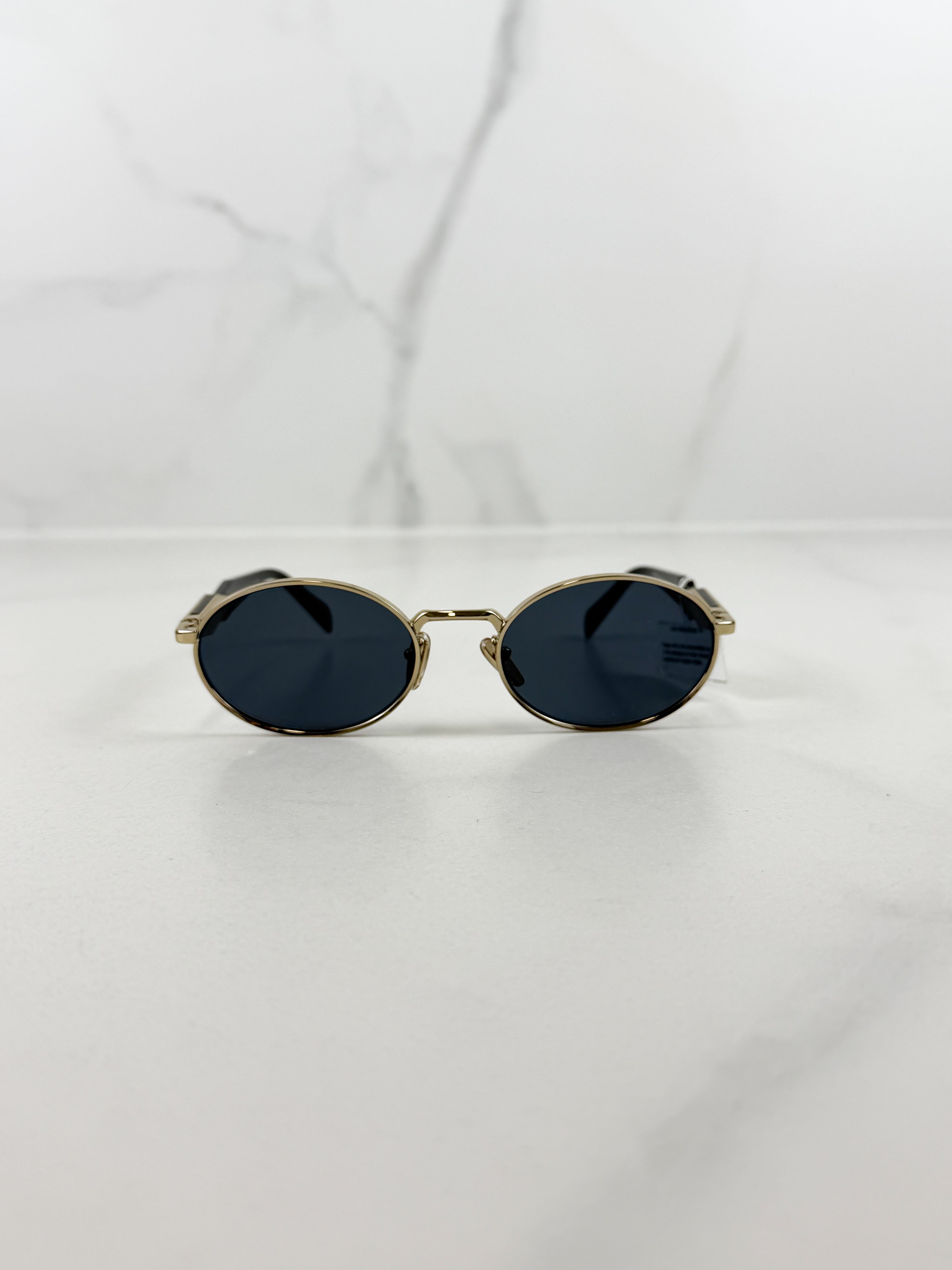 Prada Oval Frame Logo Black Sunglasses