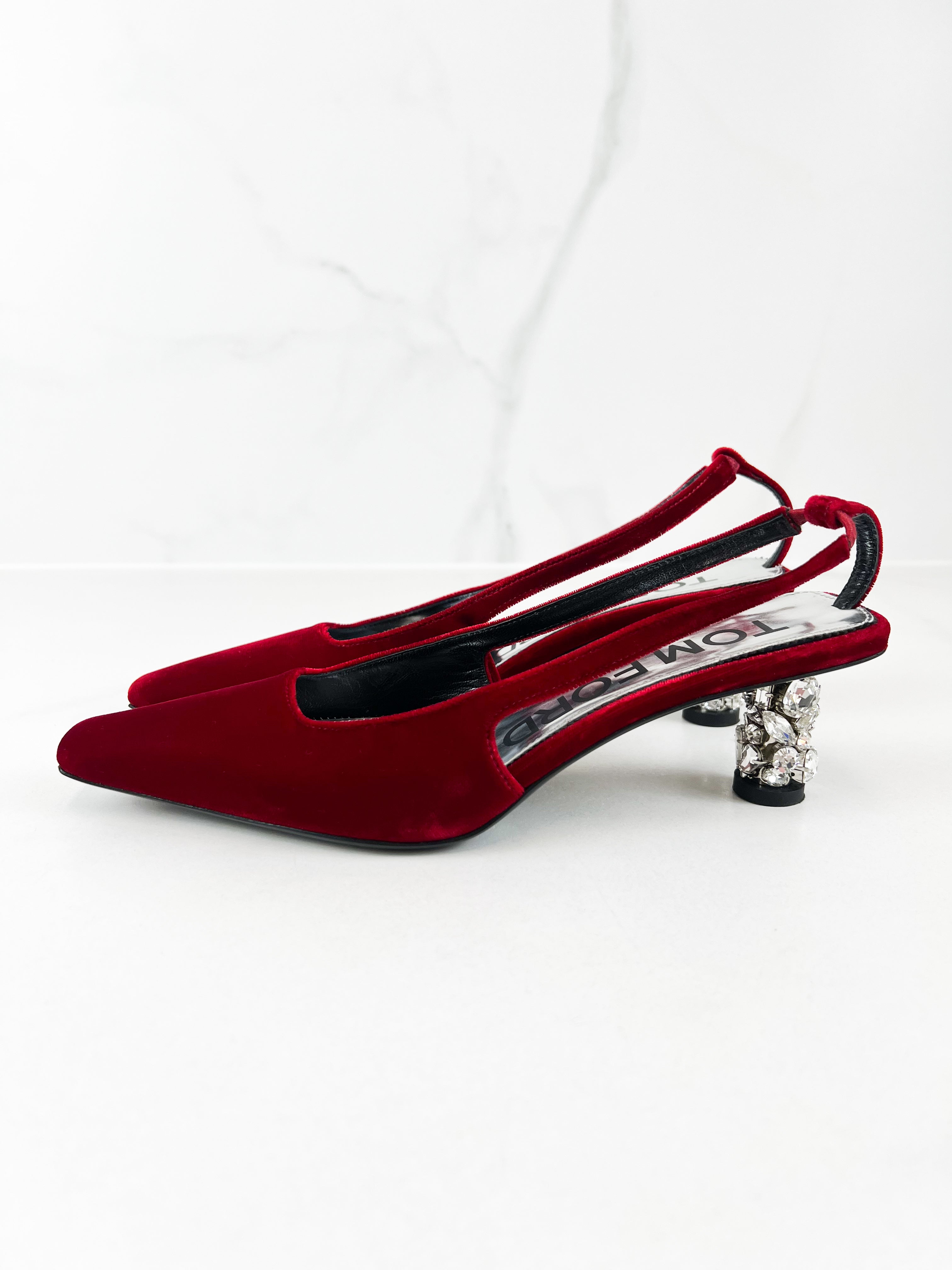 Tom Ford Velvet Crystal Pump Size 35