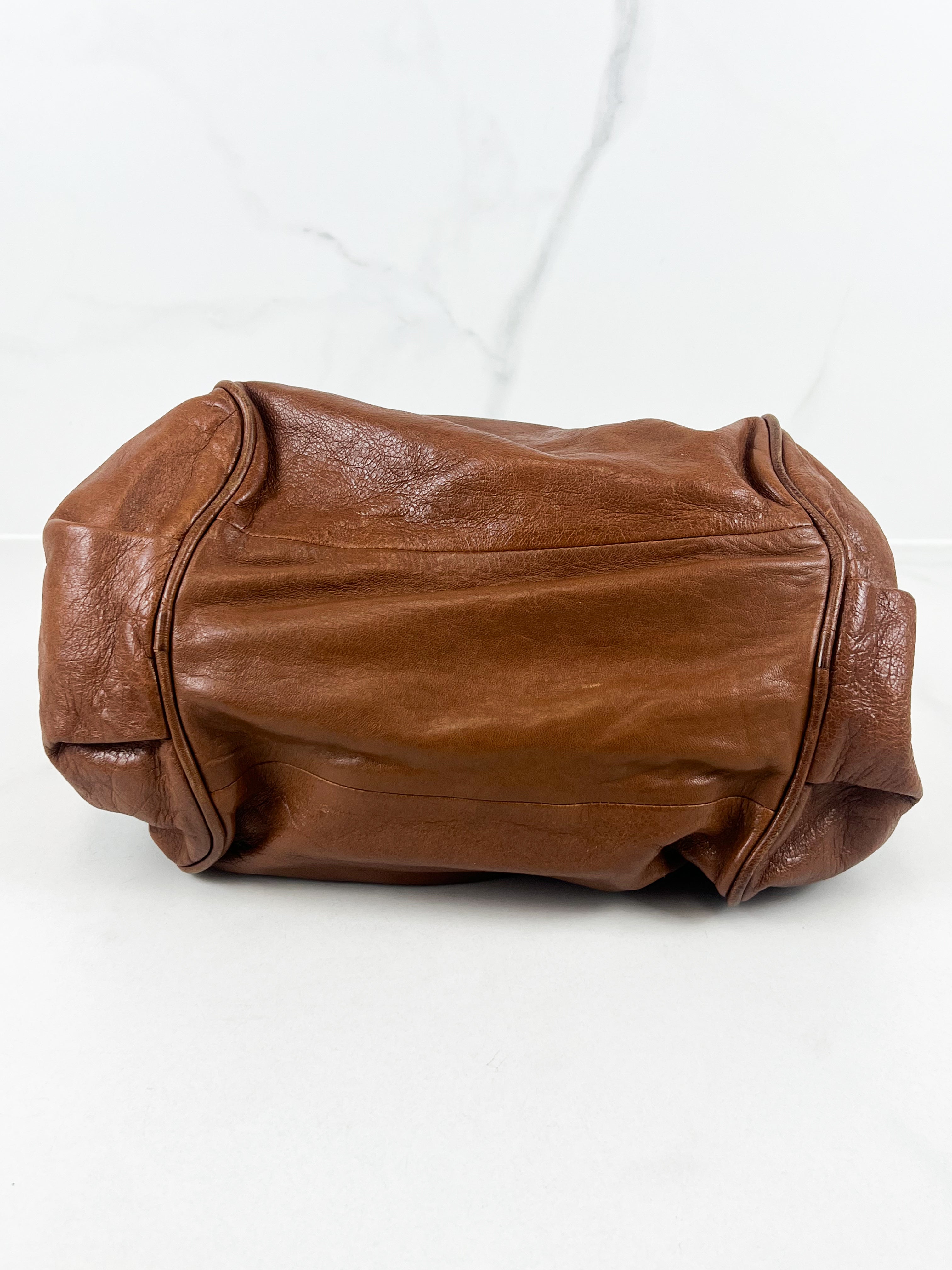 Chloe Vintage Brown Leather Ethel Satchel Bag