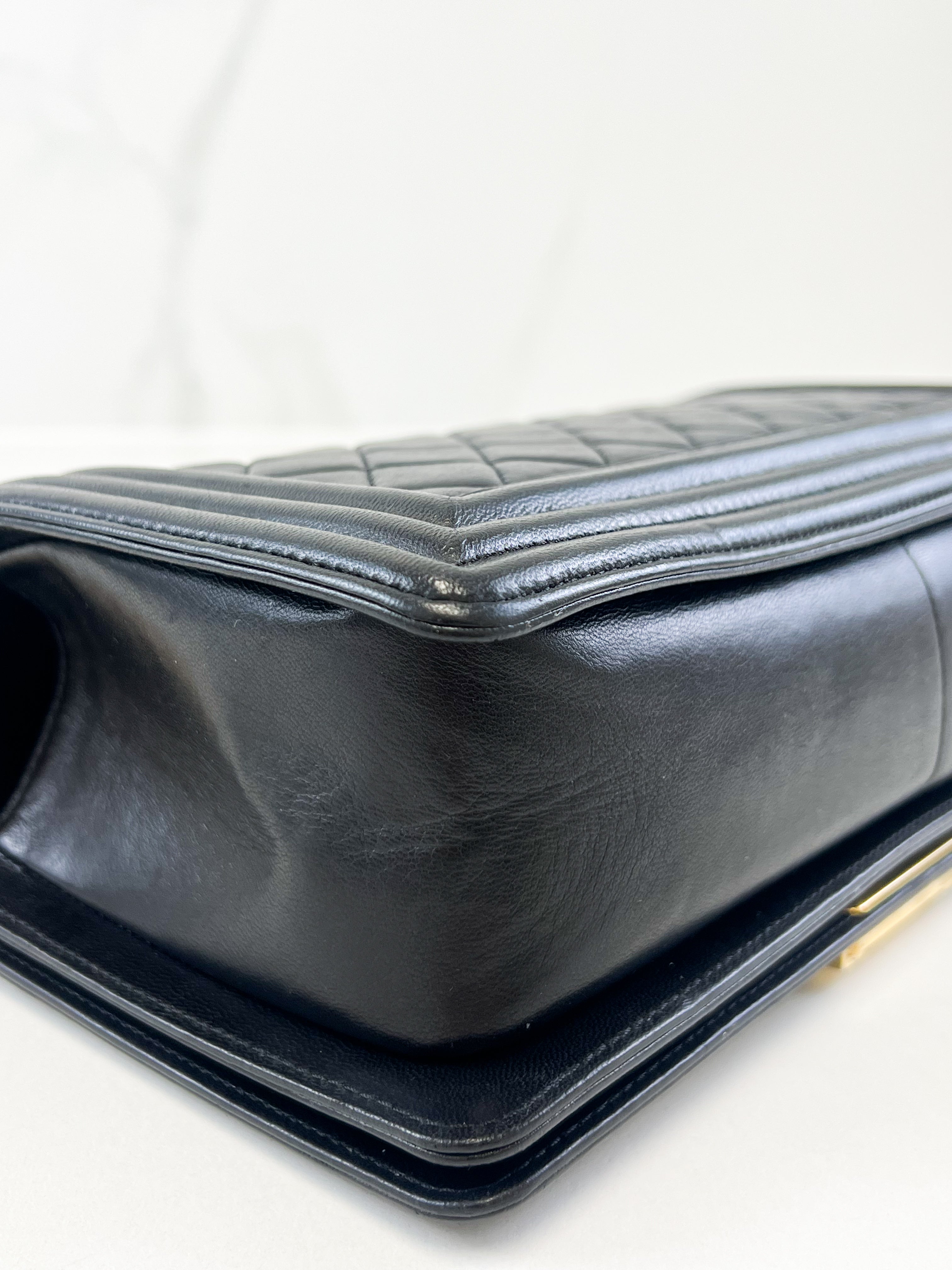 Chanel Black Old Medium Lambskin Boy Bag GHW