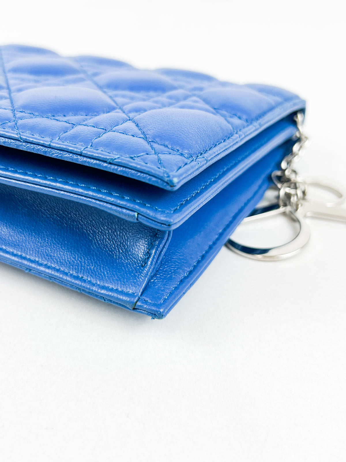 Christian Dior Cannage Lambskin Blue Clutch