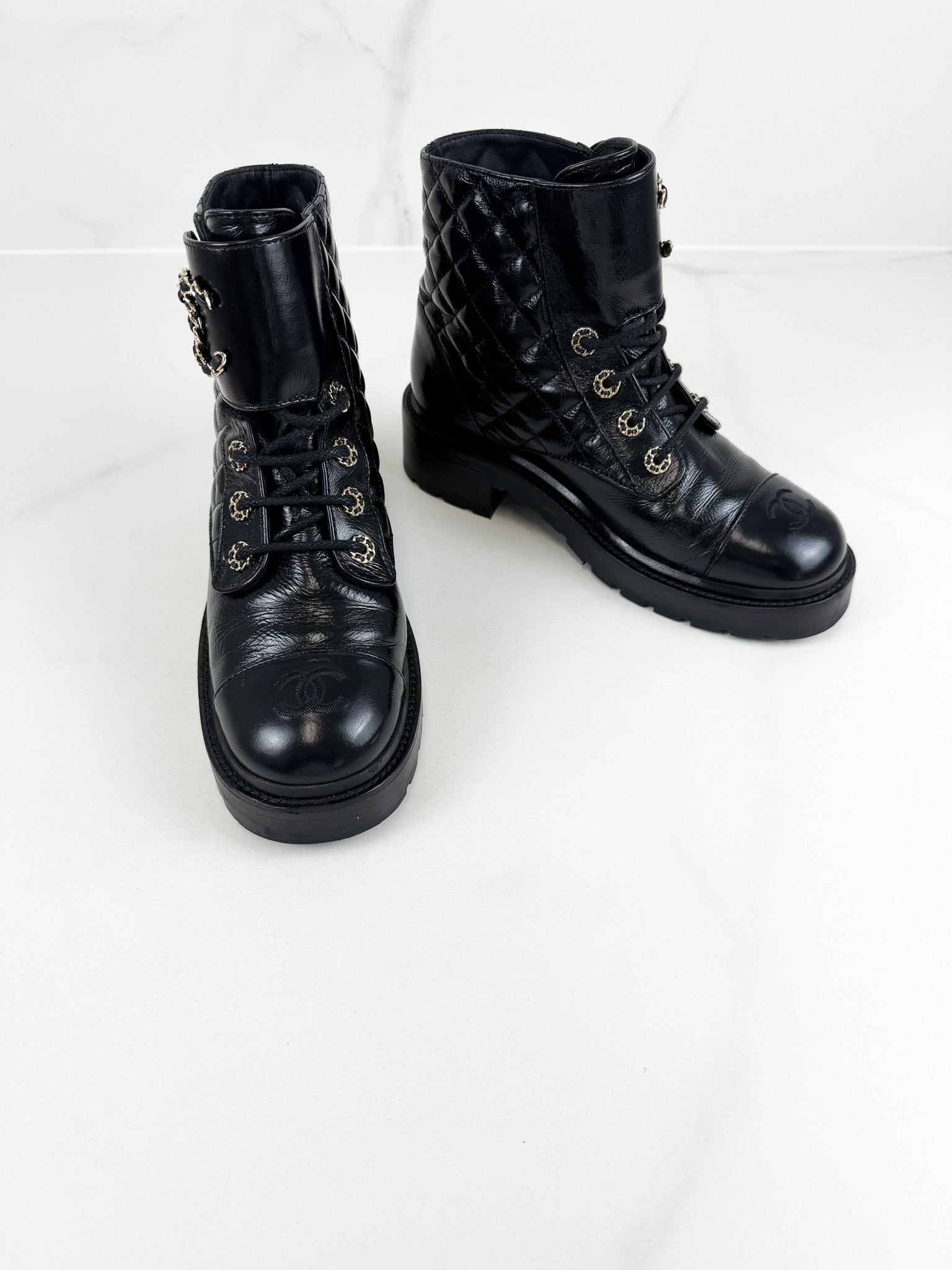 Chanel Quilted Combat Boot Size 39C