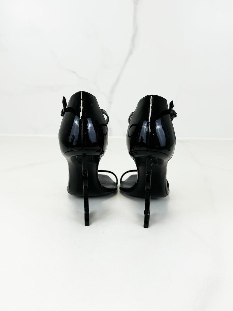 Saint Laurent Opyum Leather Black Sandal Size 39