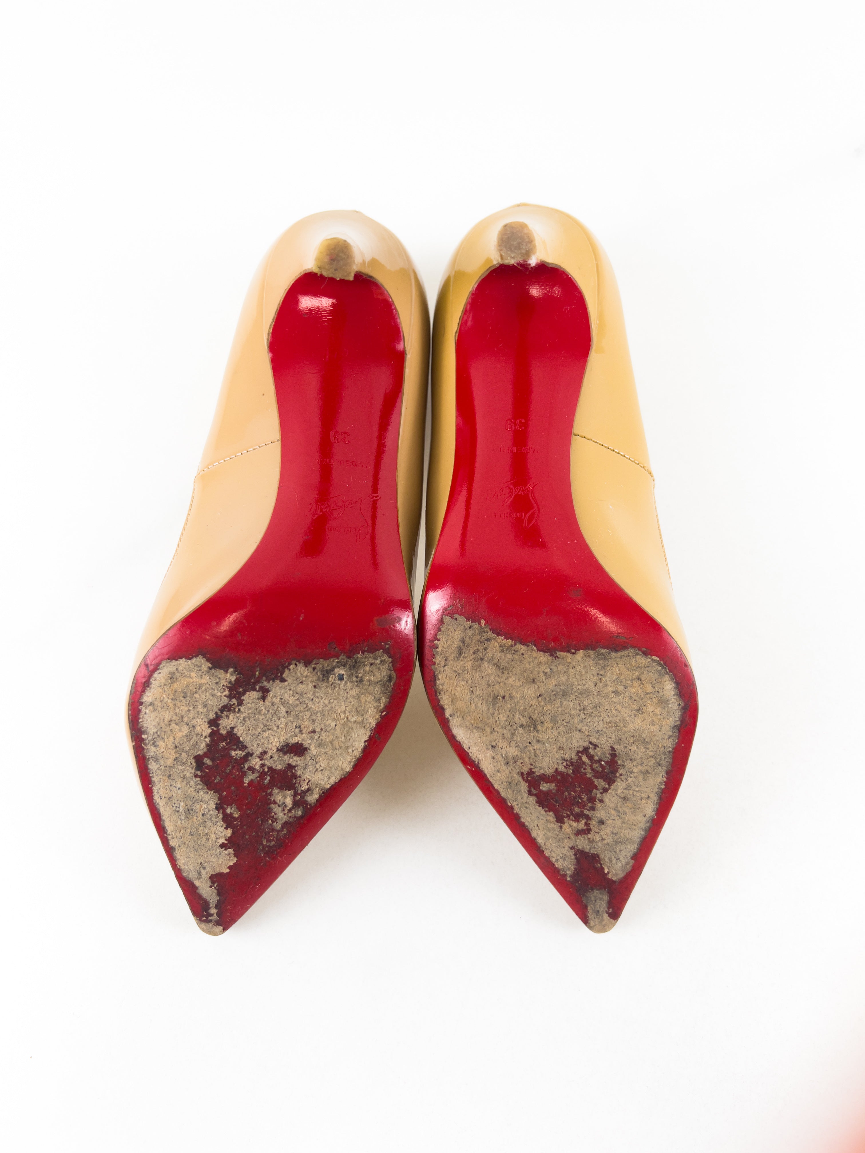 Christian Louboutin Beige Leather Pigalle Follies 100 Patent Size 39