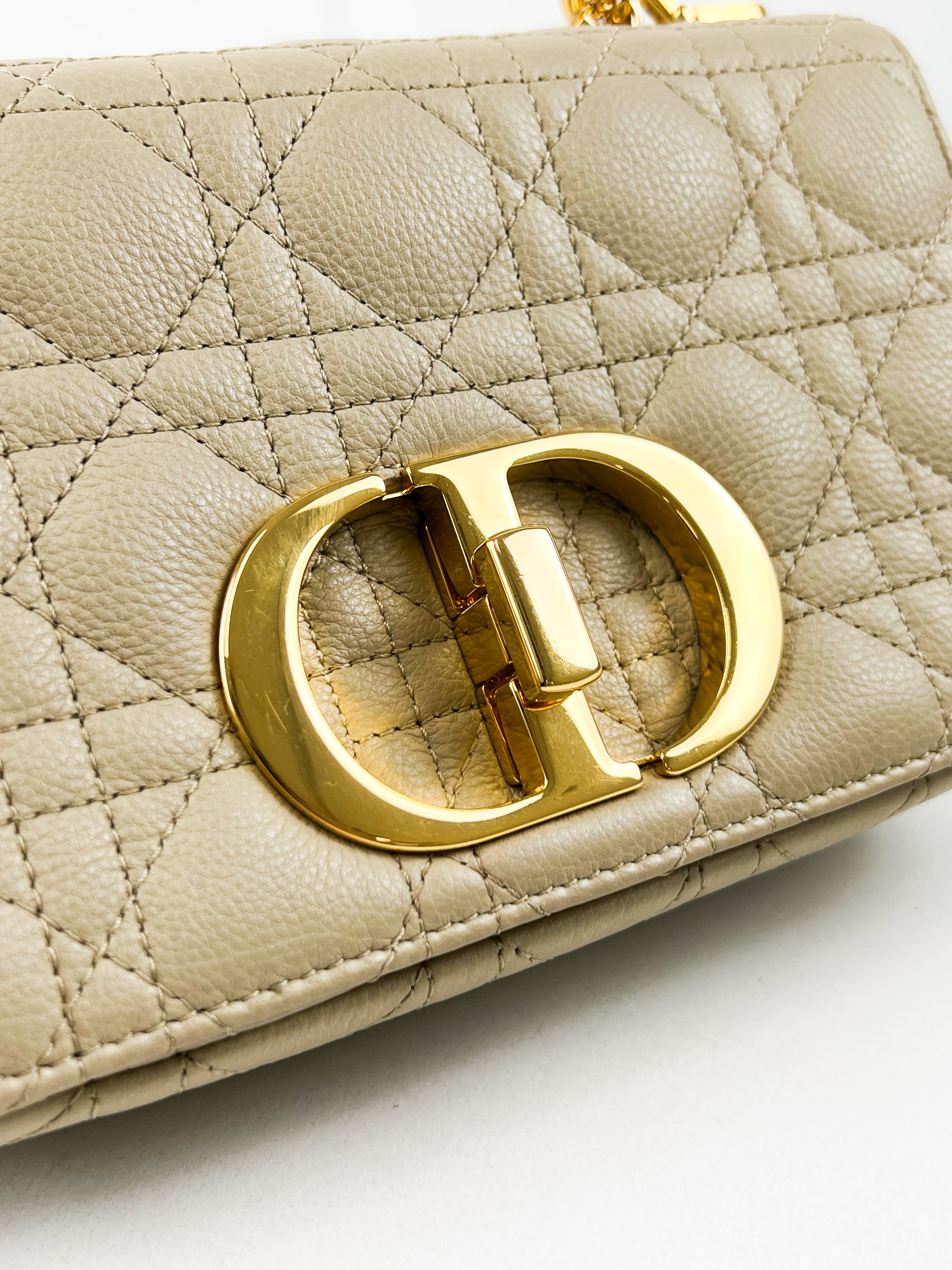 Christian Dior Medium Caro Bag in Beige with GHW