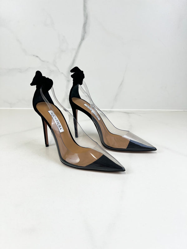 Aquazzura Bow Transparent Sandals Size 38