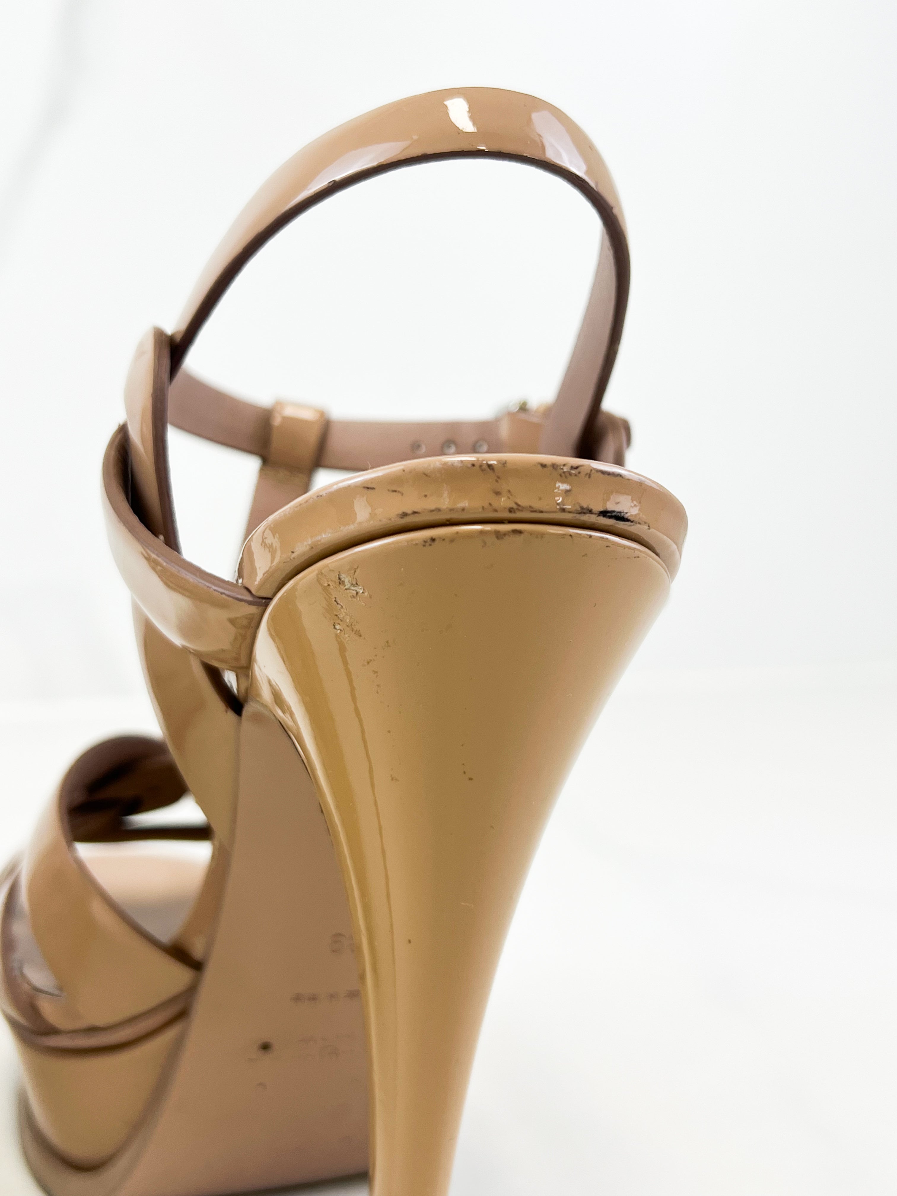 Saint Laurent Beige Patent Tributes 105 Size 39