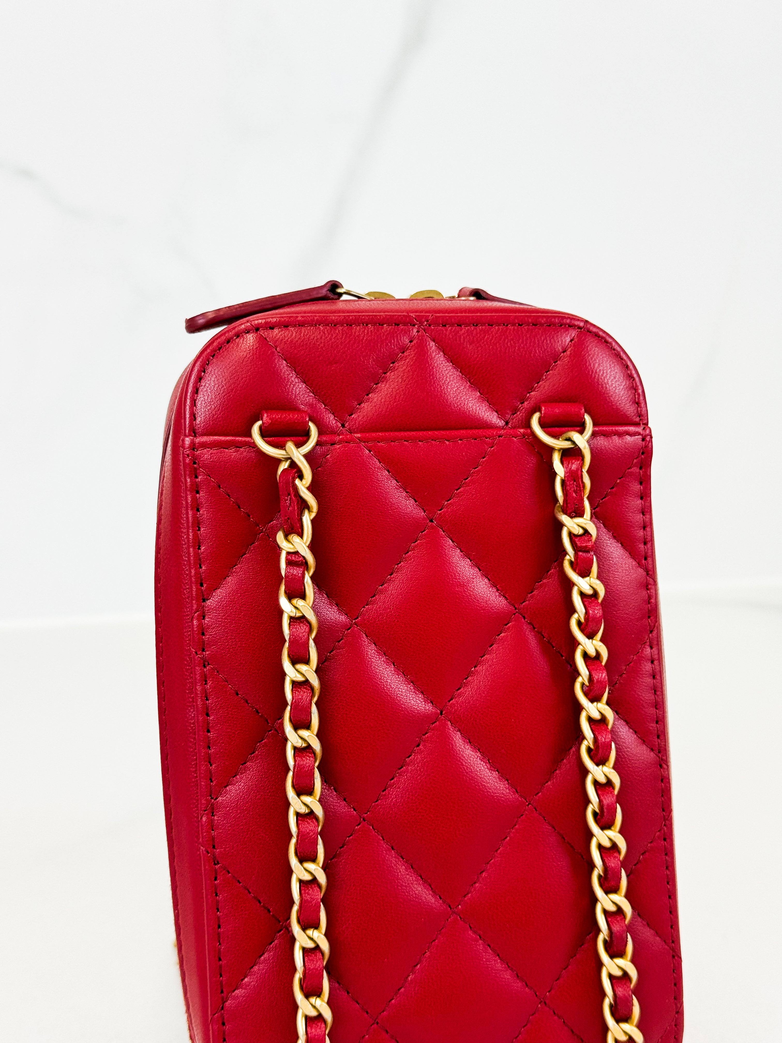 Chanel Lambskin Matelasse Chain Crossbody Phone Holder